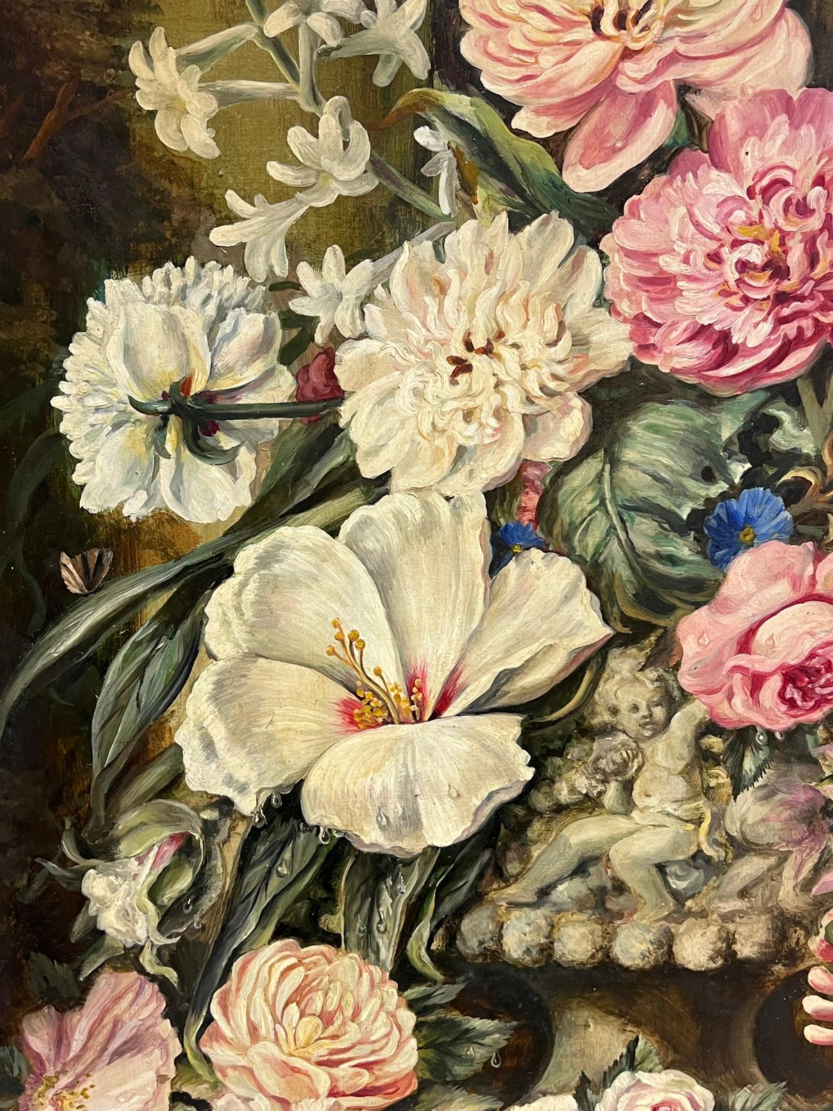 photo furniture Antique Englishfine English Still Life Flowers Exotic Bird And Fruit Large Oil Painting Signed