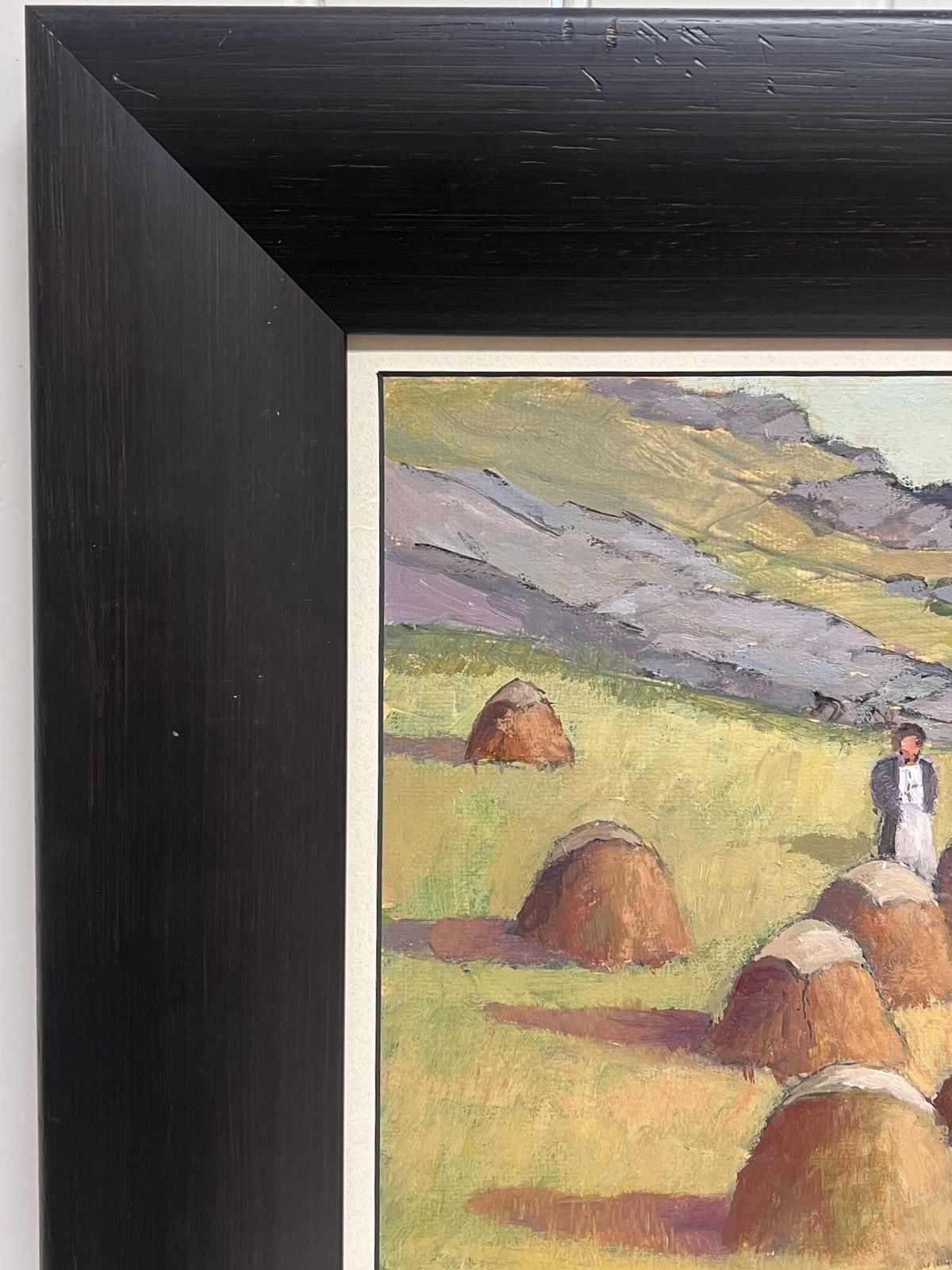 Irish School (Late 20th Century)irish Impressionist Oil Painting Haystooks In Landscape Field Harvest Workers photo Art