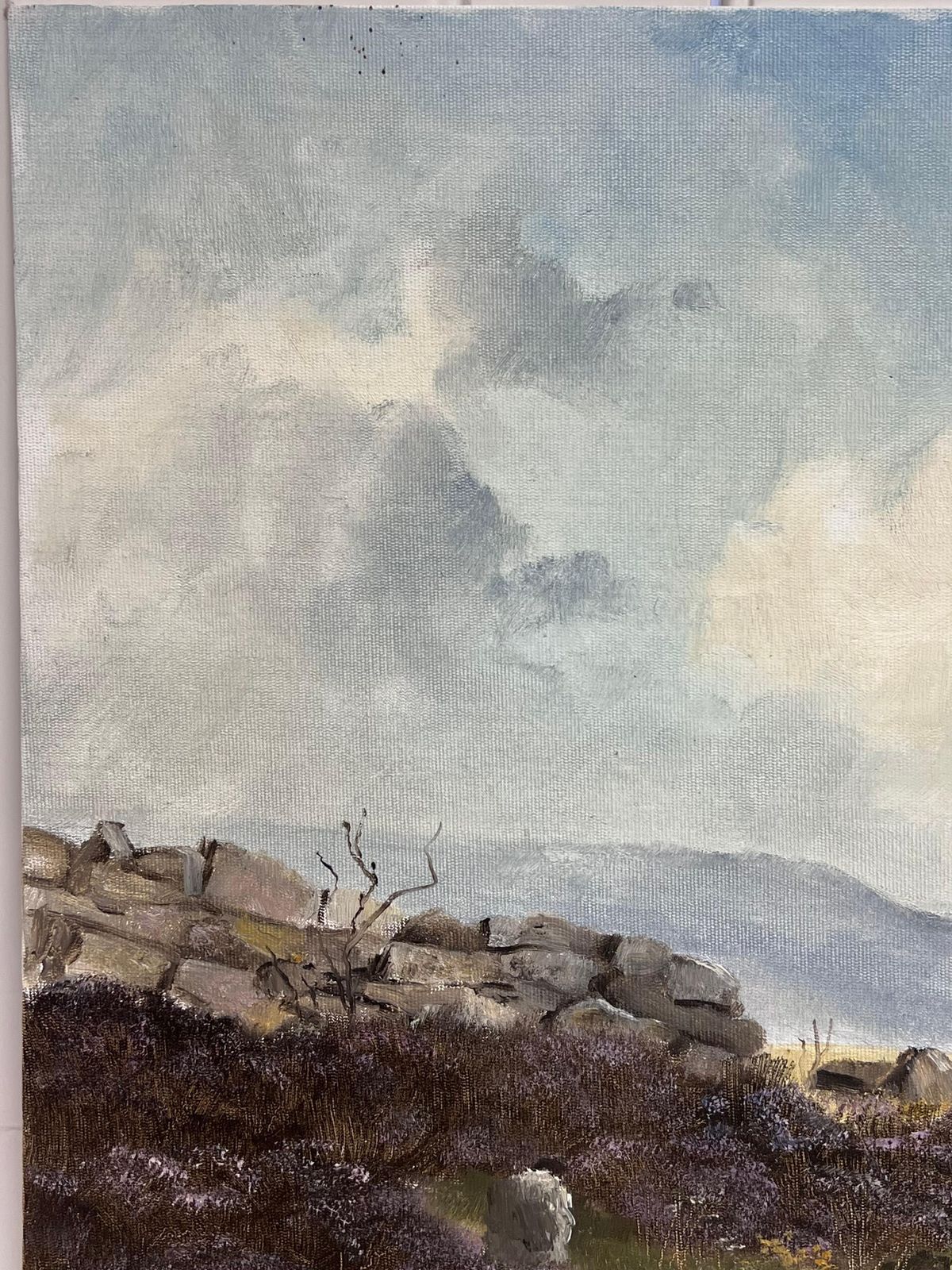 Lewis Creightonwindswept Yorkshire Moors Landscape 20th Century British Impressionist Oil photo Art
