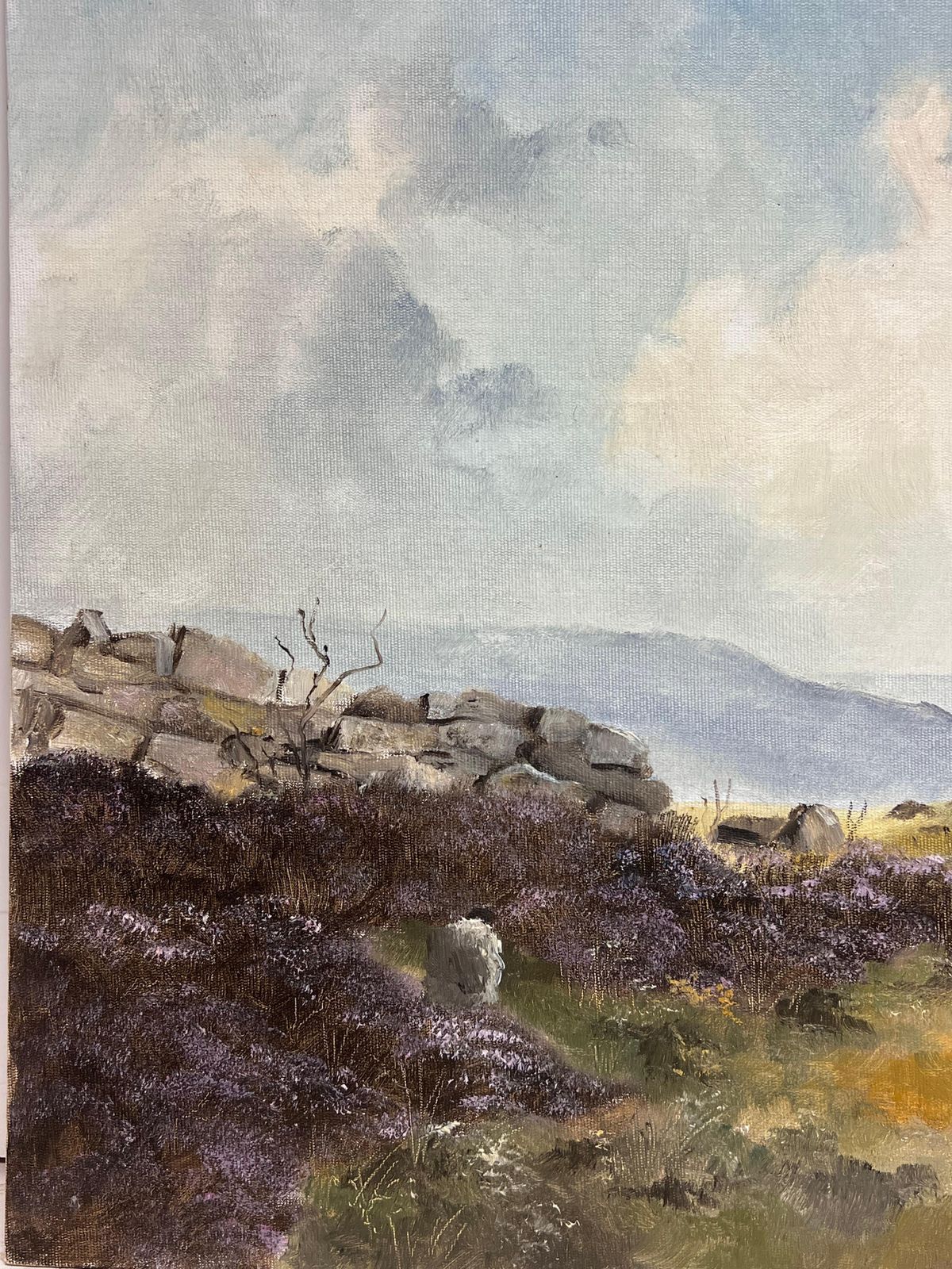 Lewis Creightonwindswept Yorkshire Moors Landscape 20th Century British Impressionist Oil photo vinterior
