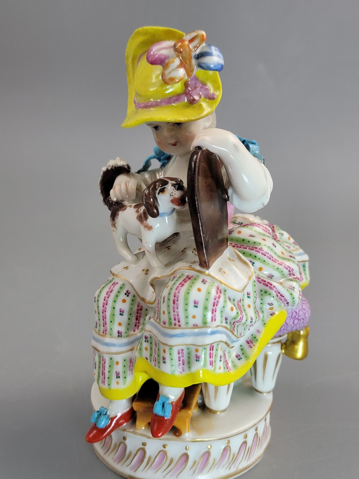 Antique Meissen Porcelain Figures, Pastoral Pair With Dogs, C.1785 photo Art