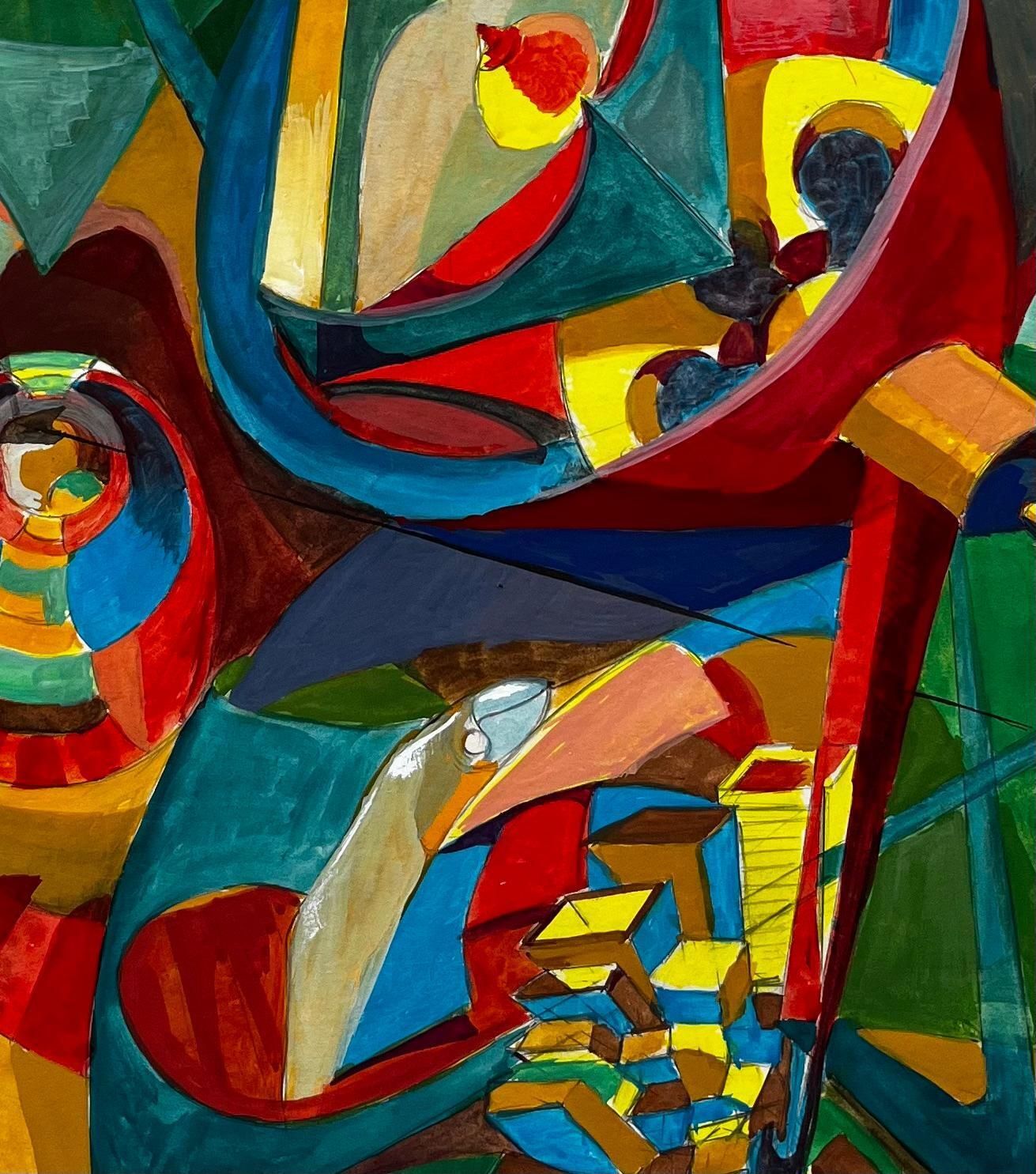Guy Nicodcubist French Abstract Composition With Geometric Shapes Circles And Colour photo vinterior