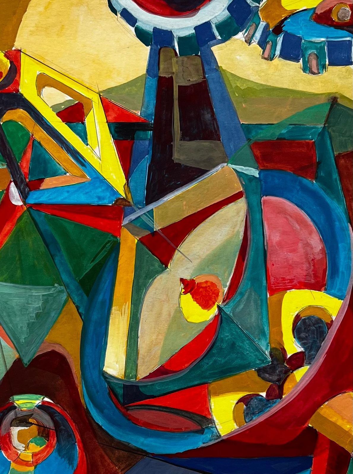 Guy Nicodcubist French Abstract Composition With Geometric Shapes Circles And Colour photo buy