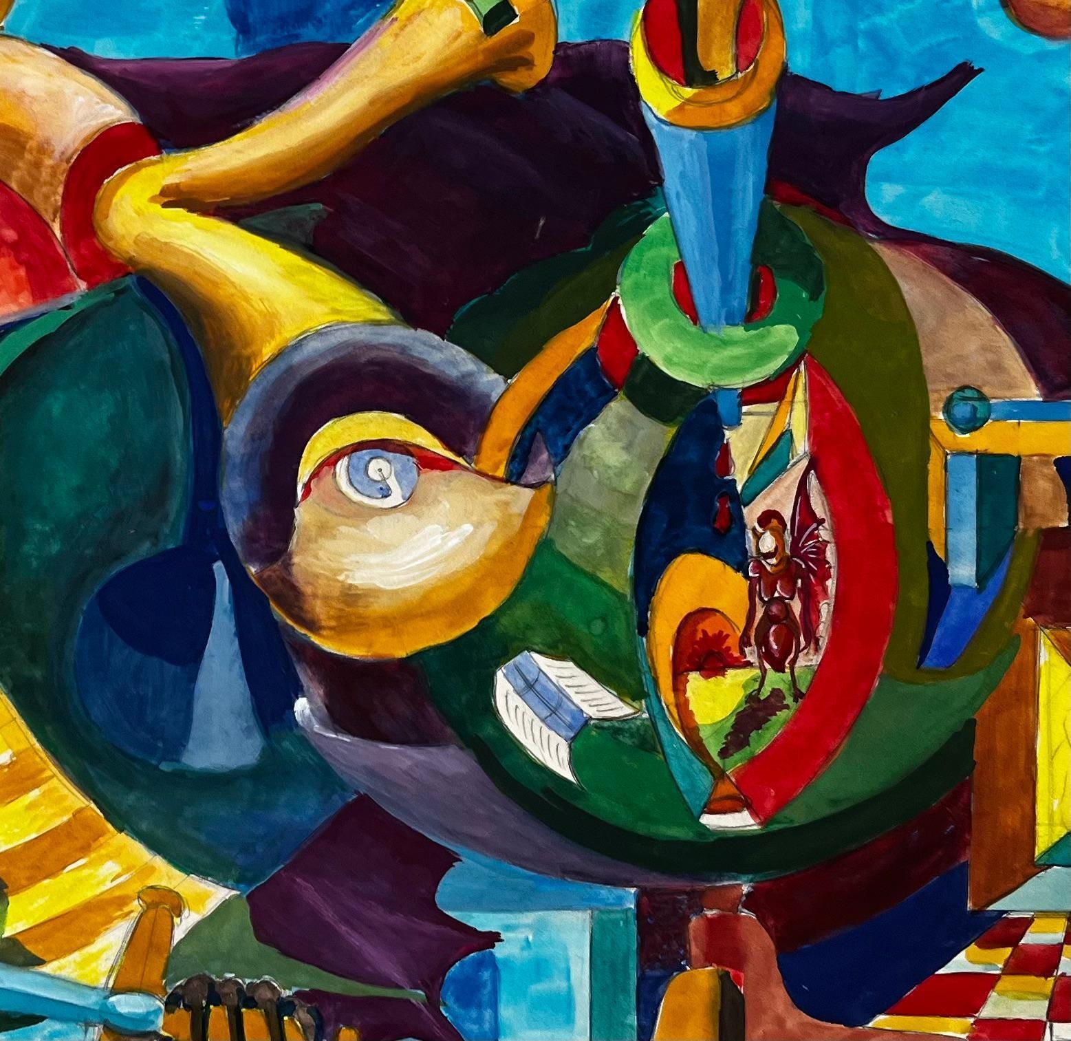 Guy Nicodcubist French Surreal Abstract Composition With Eyes Figures And Geometric Forms photo buy