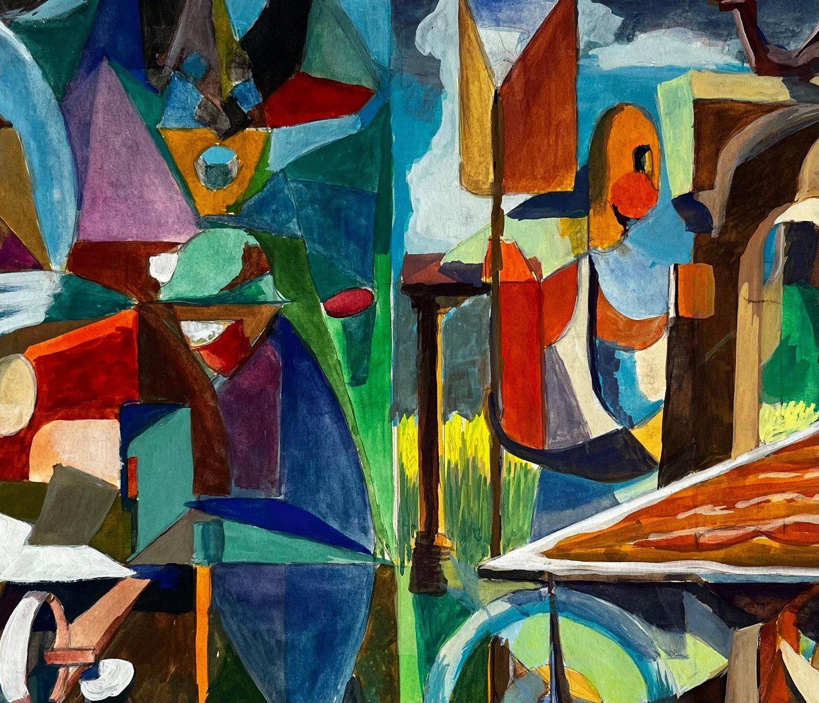 photo furniture Guy Nicod Cubist Landscape And Architectural Scene With Figures And Arches