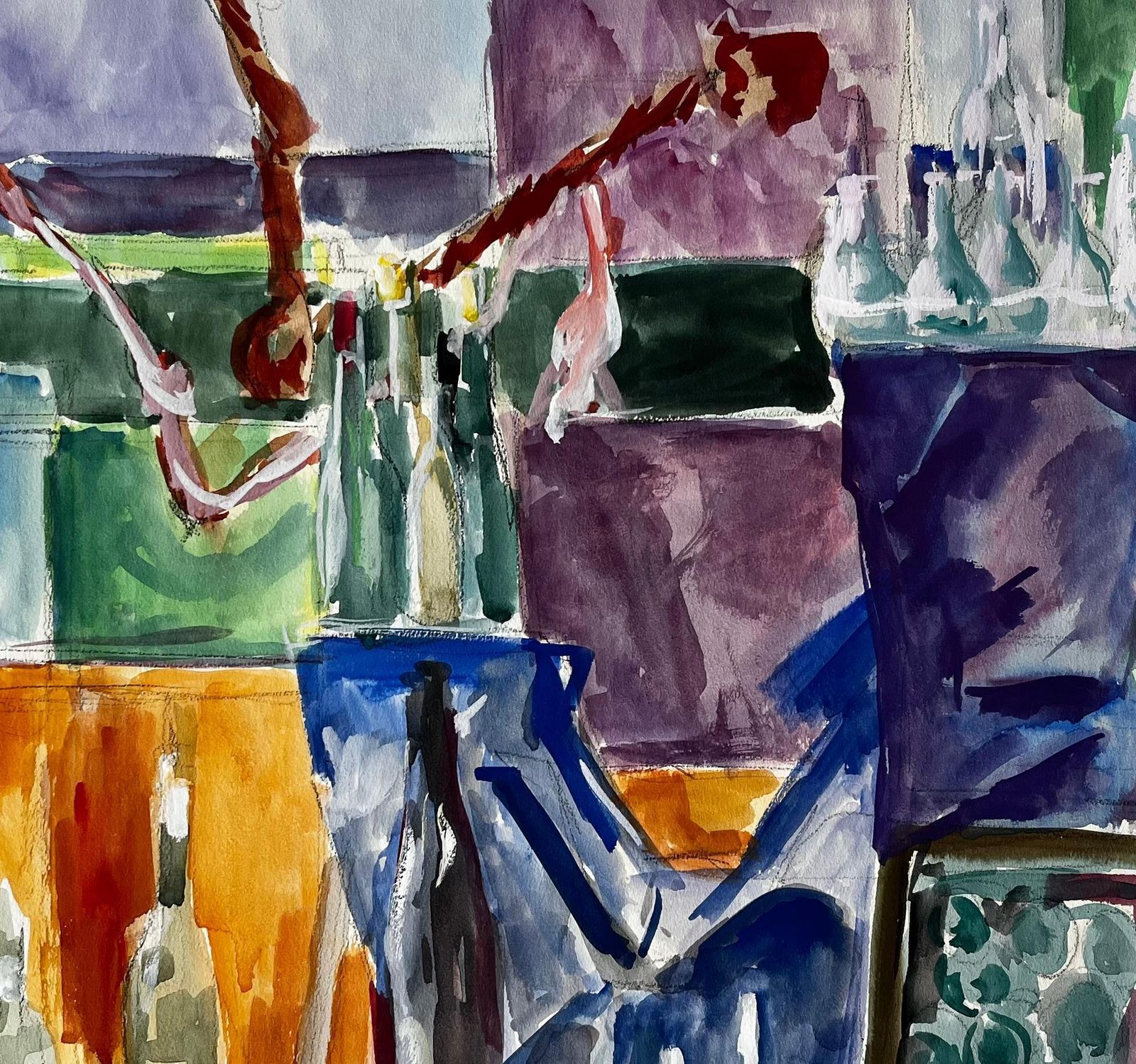 Guy Nicodabstract Still Life With Bottles And Branches French Modernist Watercolour photo buy