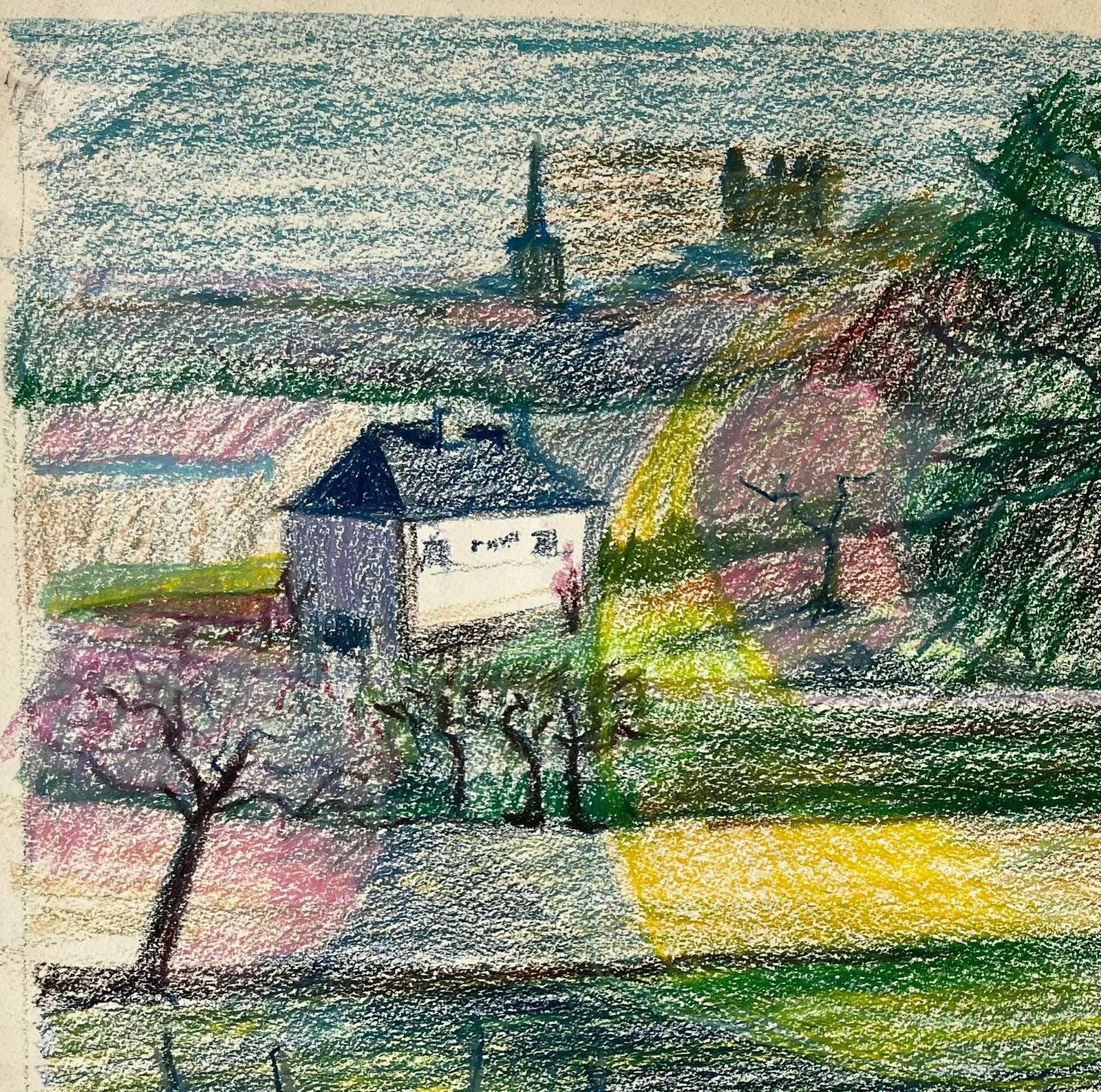 Guy Nicod French Spring Landscape With Blossoming Trees Vineyard And Distant Village photo Art