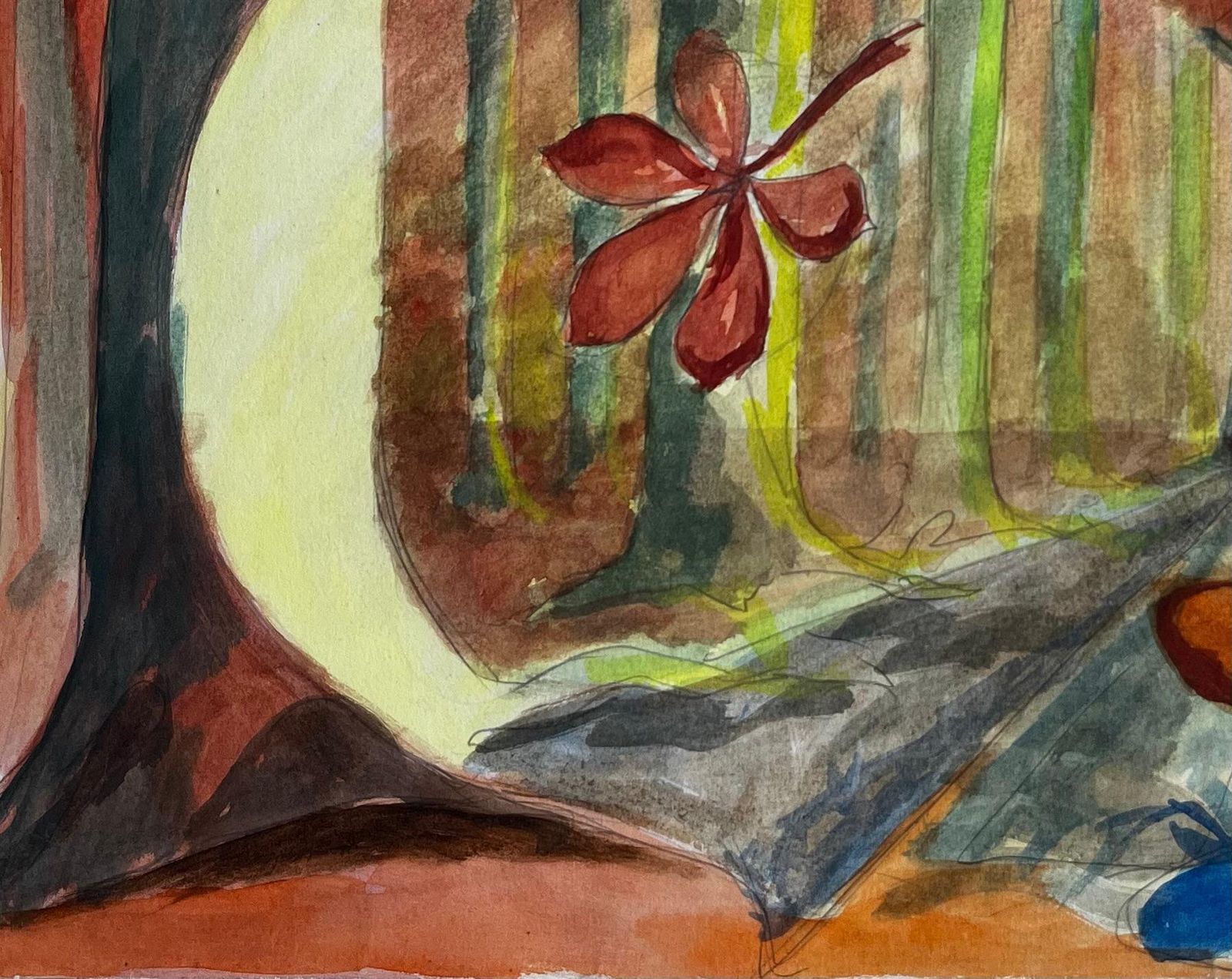 Guy Nicodcubist Gouache Autumn Forest Landscape With Trees And Falling Leaves photo Art