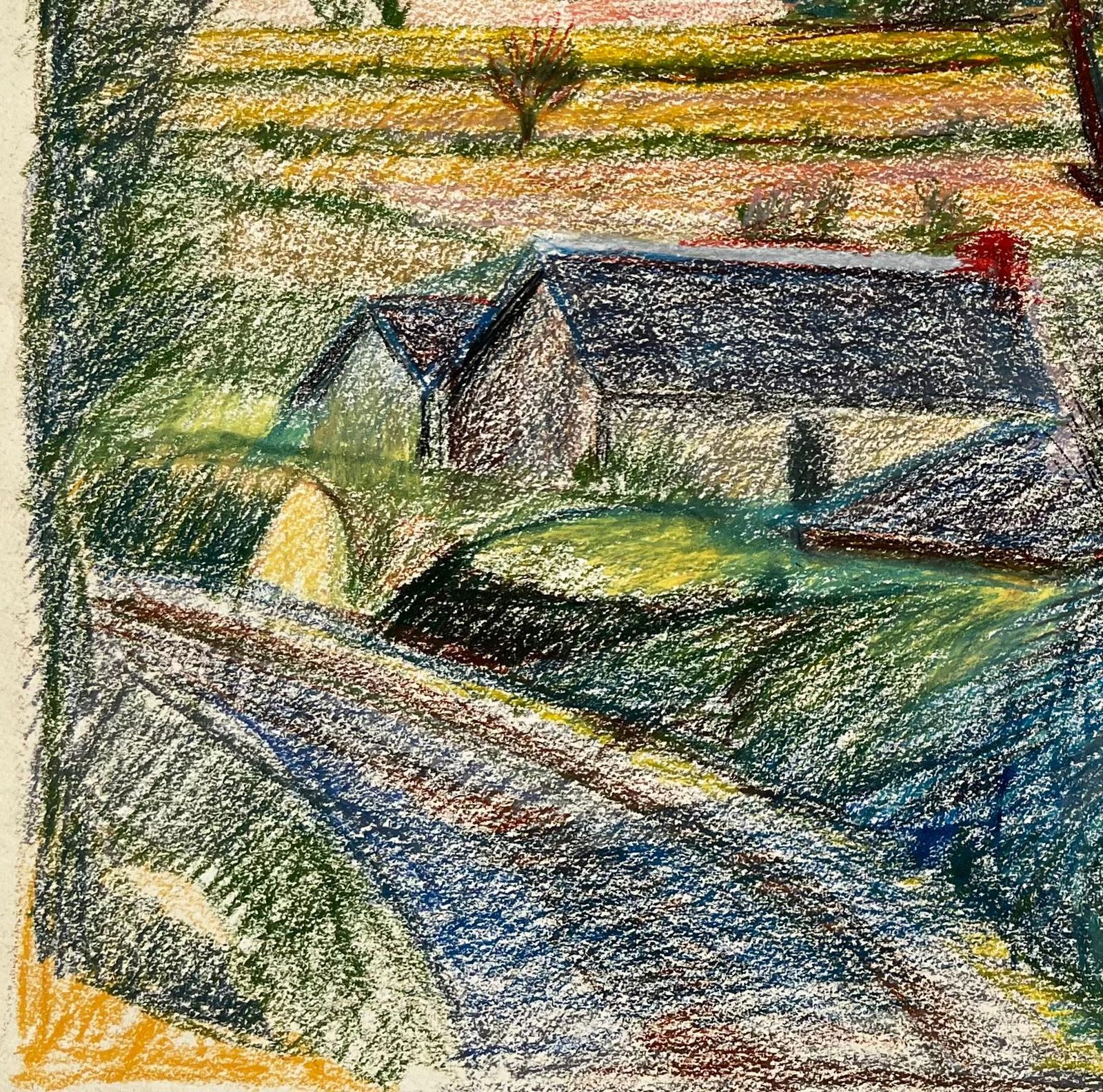 Guy Nicodfrench Country Road With Large Tree And Distant Farmhouses Pastel Drawing photo vinterior