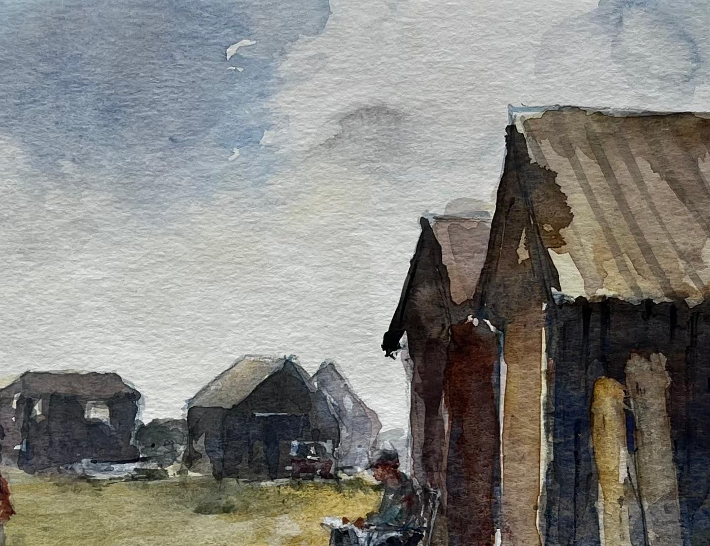 Anthony Herbertthe Ferryman Walberswick With Figures And Huts Original Suffolk Watercolour photo Art