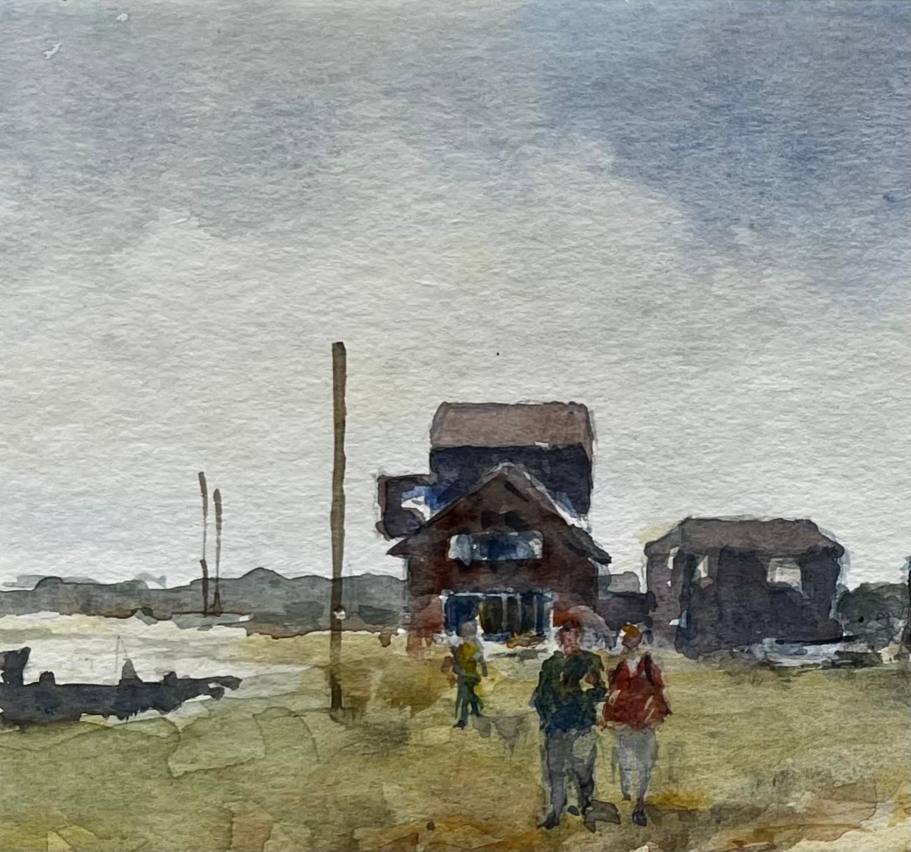 Anthony Herbertthe Ferryman Walberswick With Figures And Huts Original Suffolk Watercolour photo vinterior
