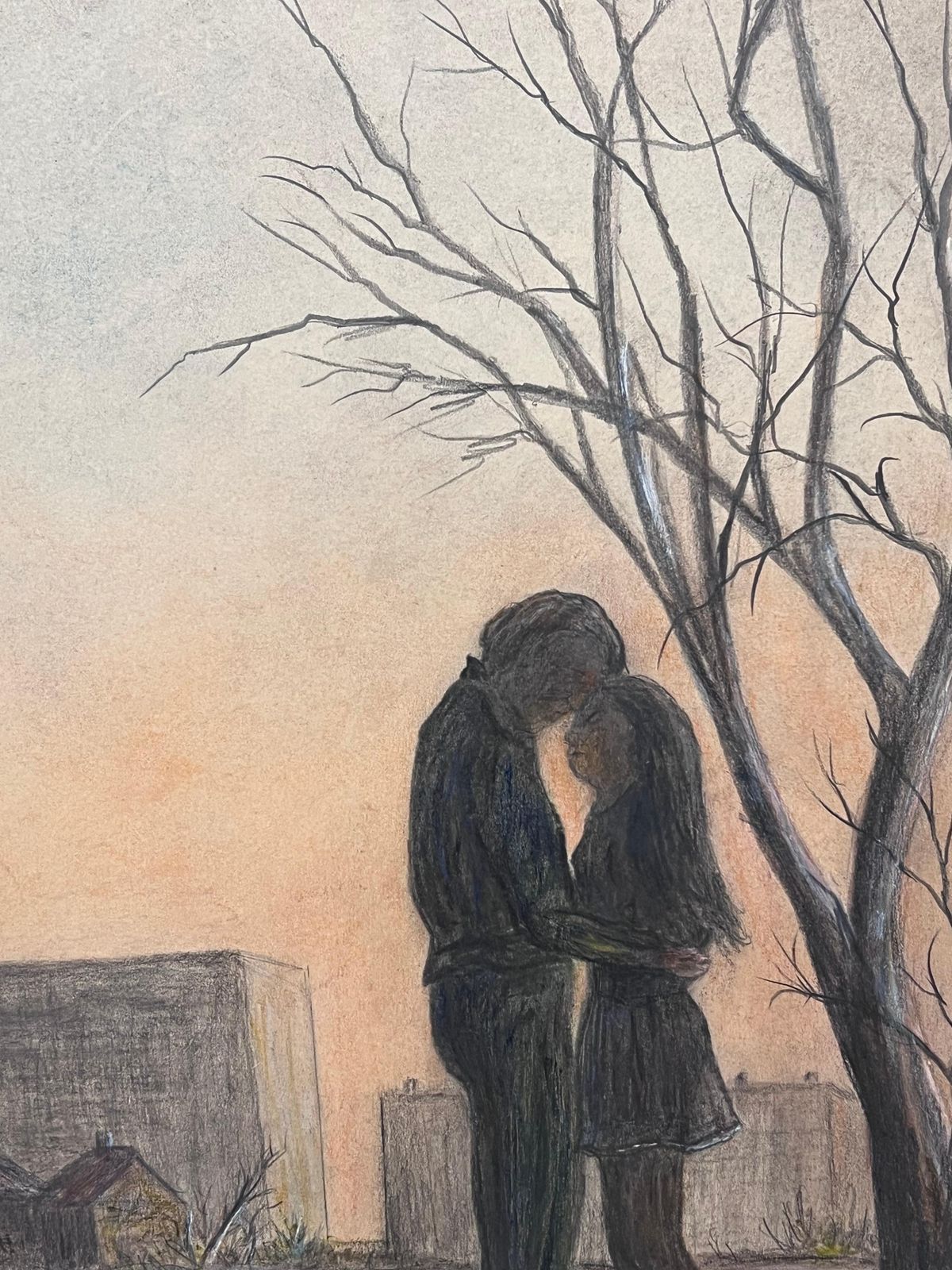 Jean Fouriecouple In Intimate Moment In Winter Fields Landscape Painting photo vinterior