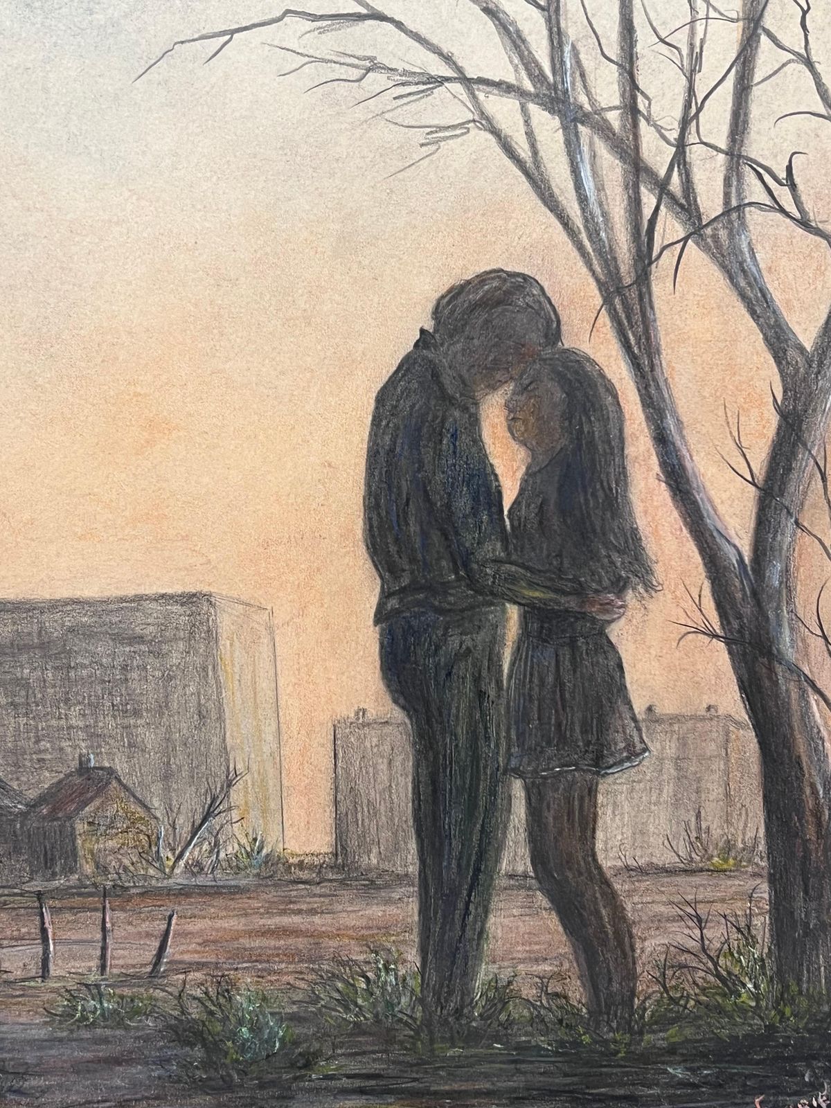 Jean Fouriecouple In Intimate Moment In Winter Fields Landscape Painting photo buy