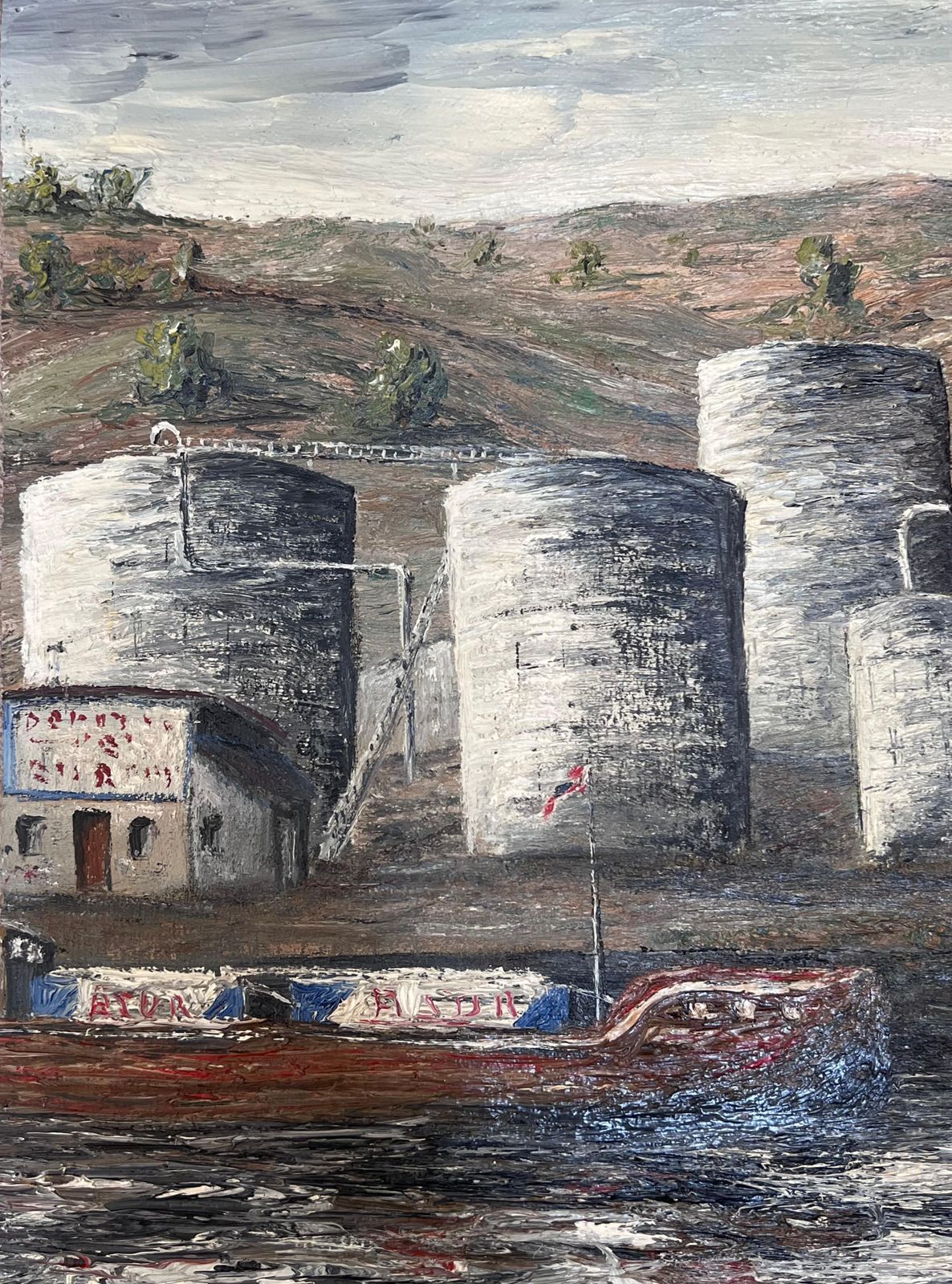 Jean Fourieoil Rig Center In A Grey Gloomy Atmosphere Landscape Oil Painting photo Art