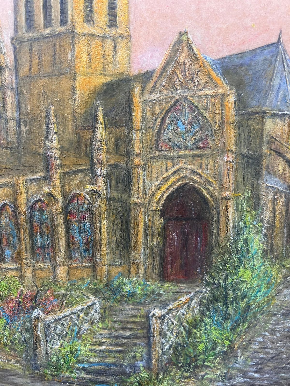 Jean Fouriespine Church Nestled In The Village Town Oil Landscape Painting photo for sale