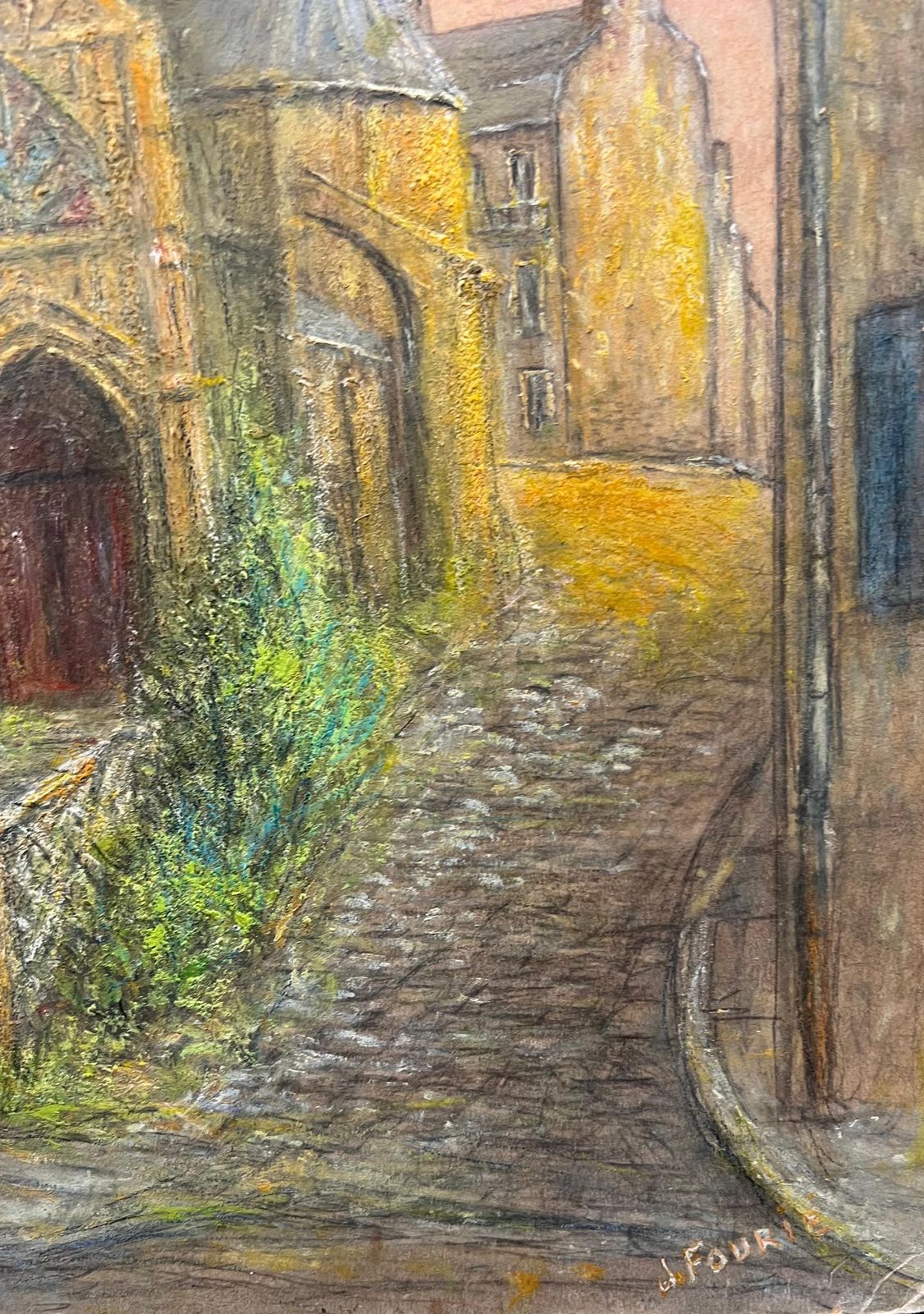 Jean Fouriespine Church Nestled In The Village Town Oil Landscape Painting photo 418.0