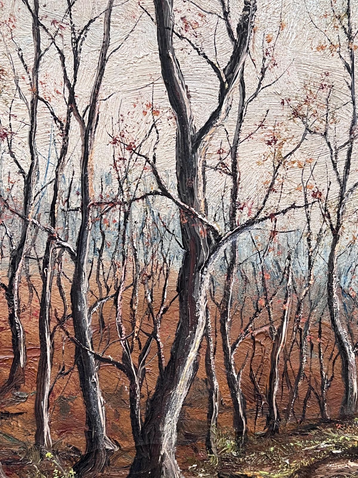 Jean Fouriebare Winter Trees In The Muddy Woodland Track Oil Landscape Painting photo 433.0