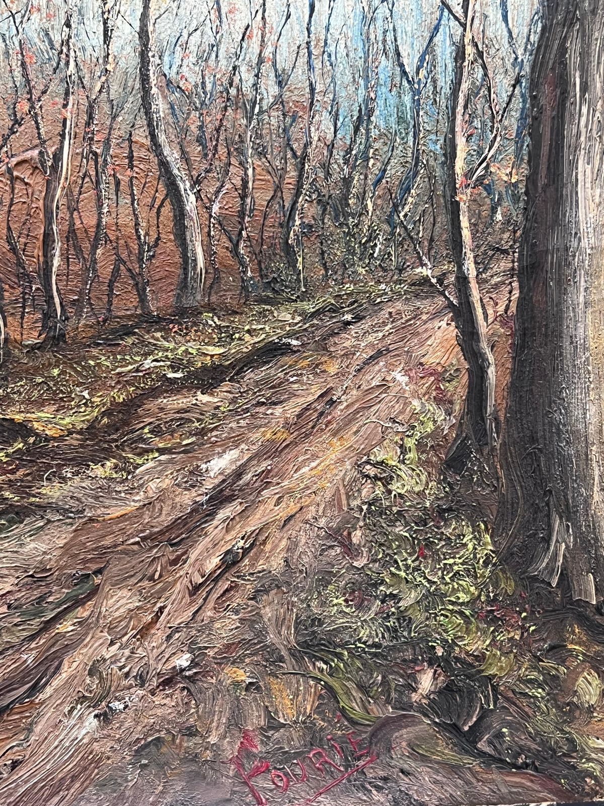 Jean Fouriebare Winter Trees In The Muddy Woodland Track Oil Landscape Painting photo vinterior
