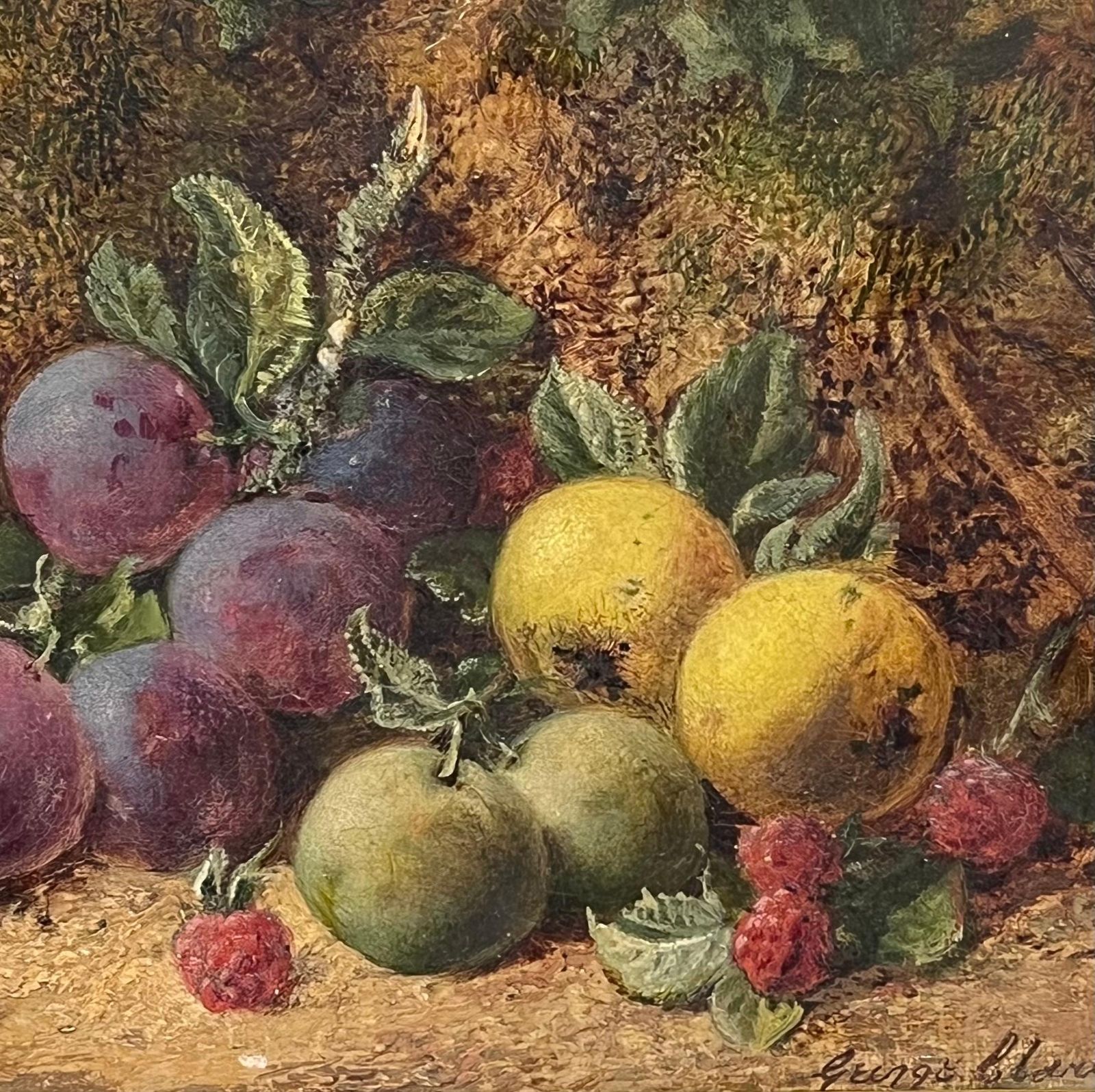 George Clarefine Victorian English Still Life Oil Painting Fruit On The Ground Beautiful photo furniture