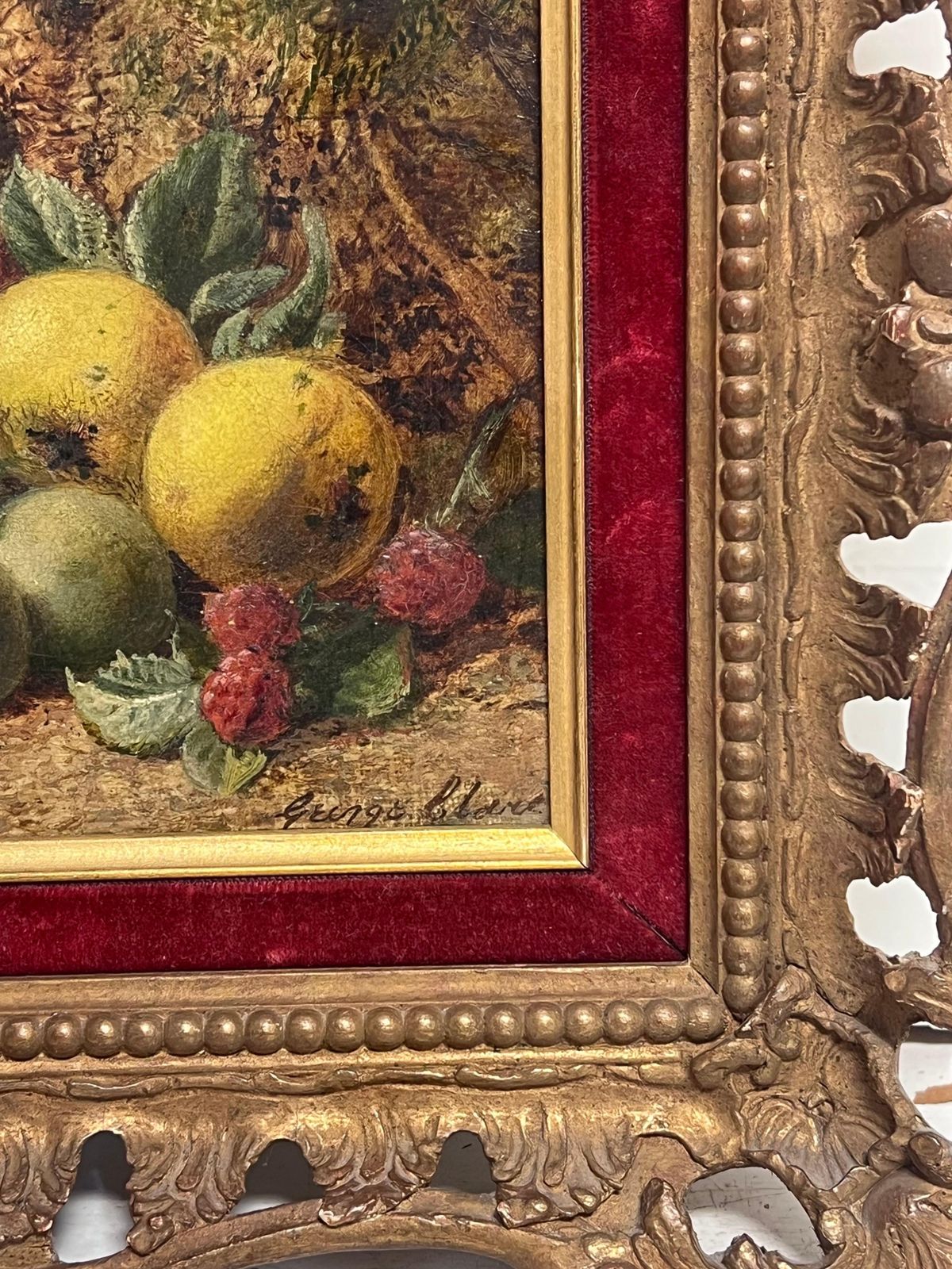 Art George Clarefine Victorian English Still Life Oil Painting Fruit On The Ground Beautiful photo