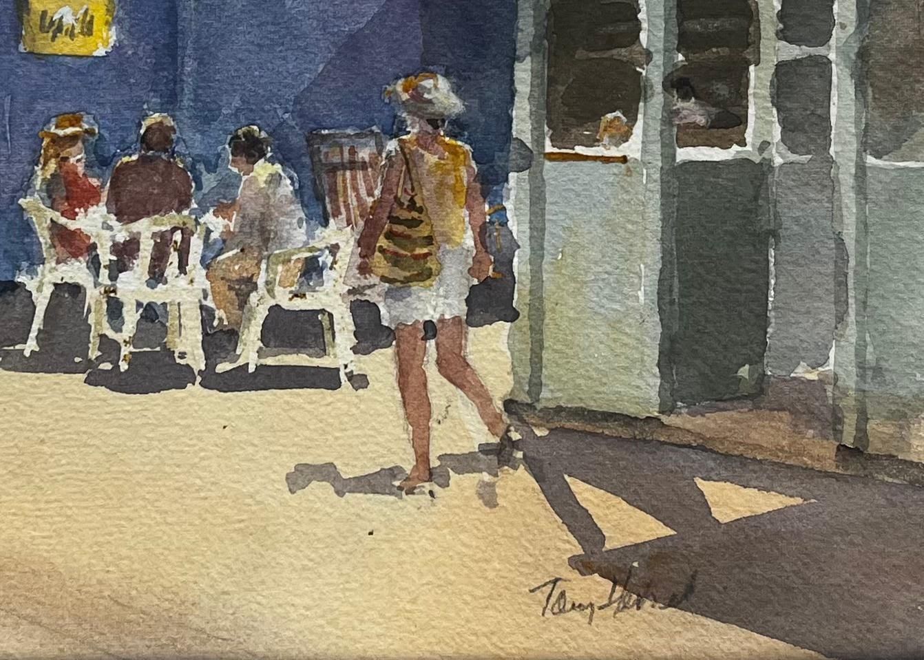 Anthony Herbertseaside Ice Cream Kiosk With Holidaymakers In Sun Hats British Watercolour photo for sale