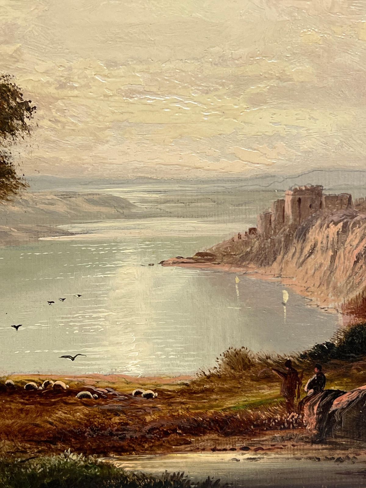 Charles Lesliefine Victorian Scottish Highlands Panoramic Loch Landscape With Figures Signed1883 photo furniture