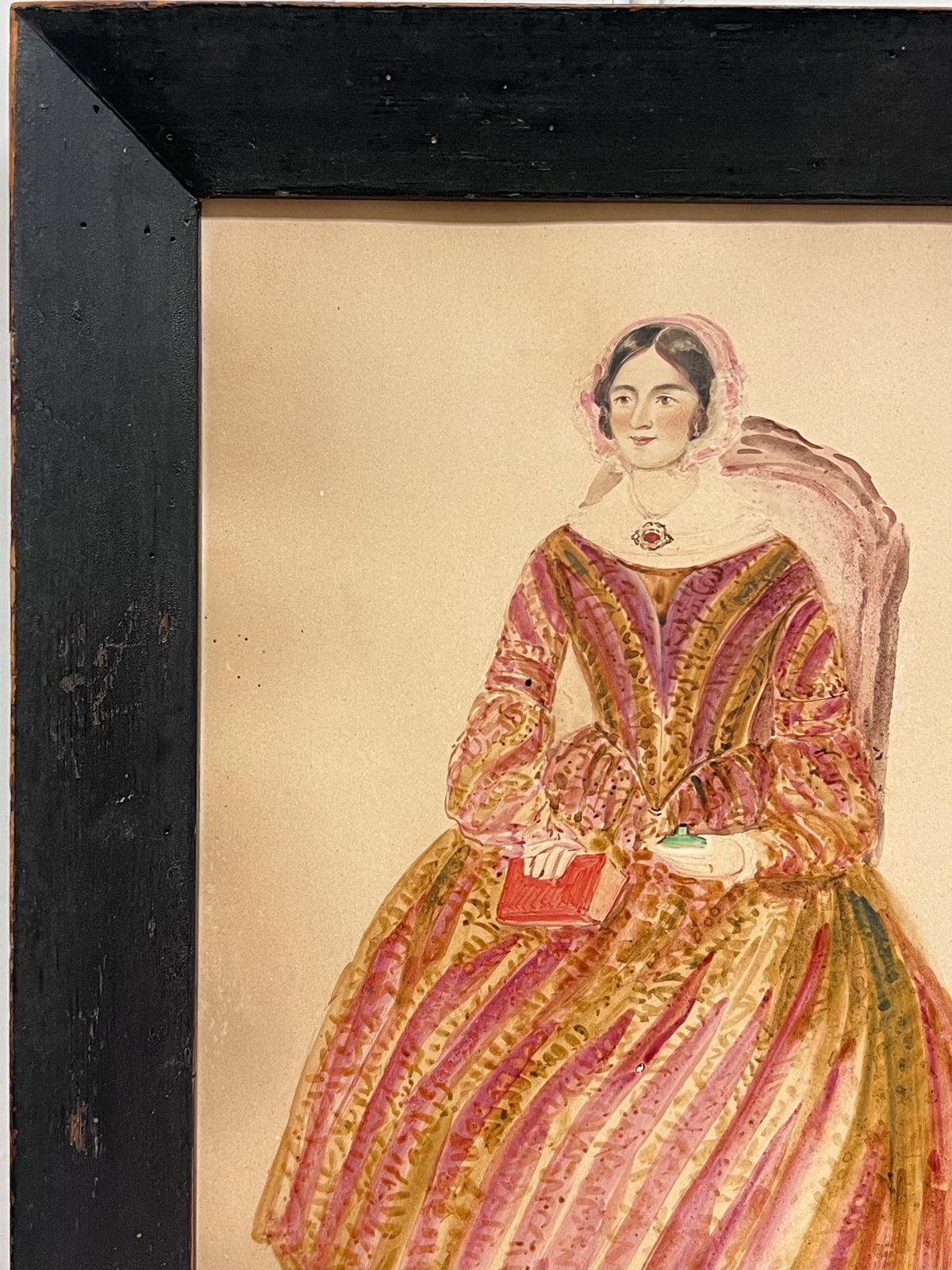 19th Century English School1840's English Watercolor Portrait Of A Young Mother Titled Inscribed & Dated1847 photo for sale
