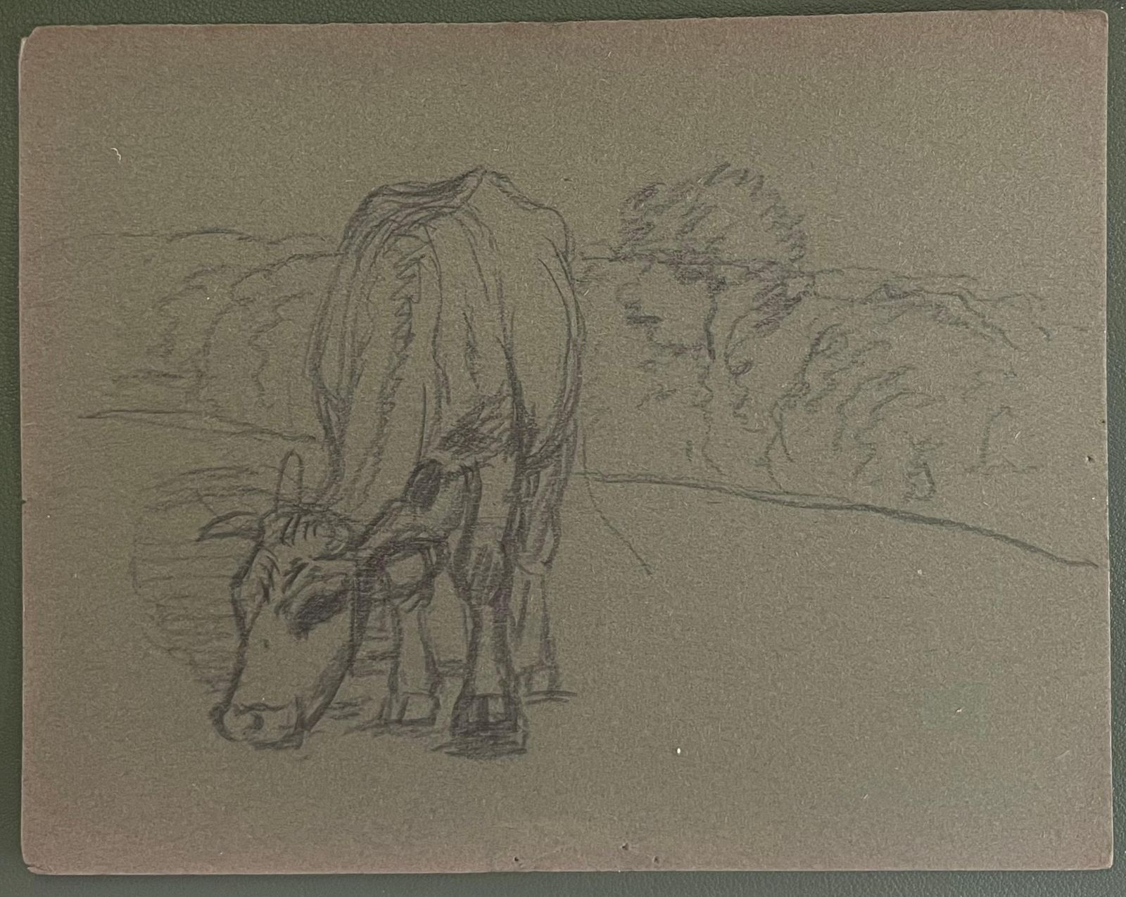 John Rabone Harveybritish Chalk Pencil Sketch Of A Cow Munching Grass In The Meadow1966 photo furniture