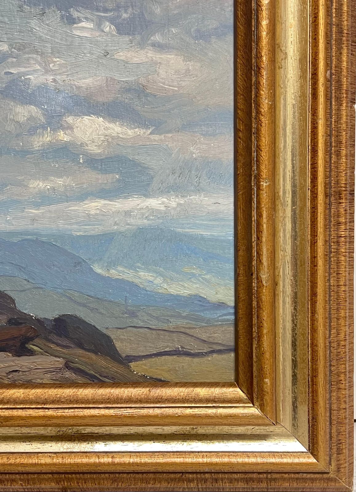 English School (Early 20th Century)fine British Impressionist Signed Oil Rain Clouds Over Rugged Mountain Crags photo for sale