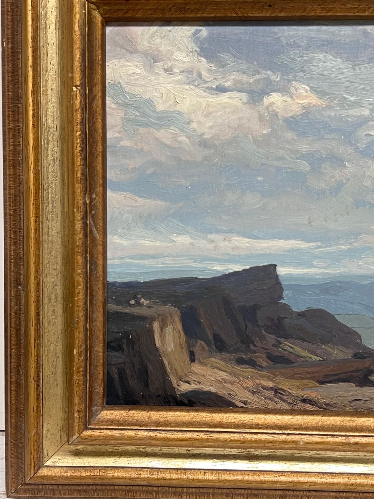 English School (Early 20th Century)fine British Impressionist Signed Oil Rain Clouds Over Rugged Mountain Crags photo vinterior