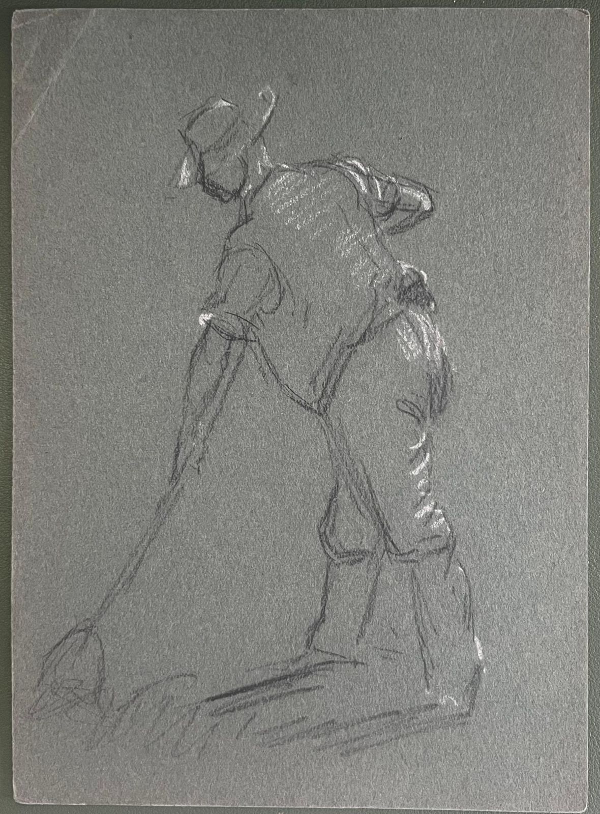 John Rabone Harveybritish Chalk Pencil Sketch Of A Farmer Shovelling In The Fields1966 photo furniture