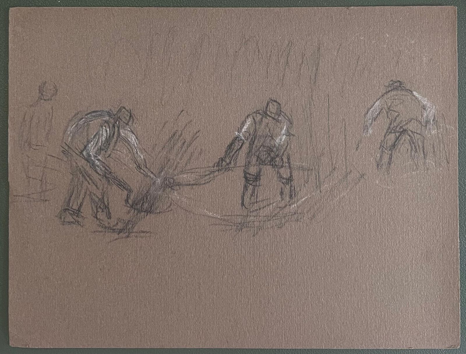 John Rabone Harveybritish Chalk Pencil Sketch Of Farmers Harvesting The Fields1966 photo furniture