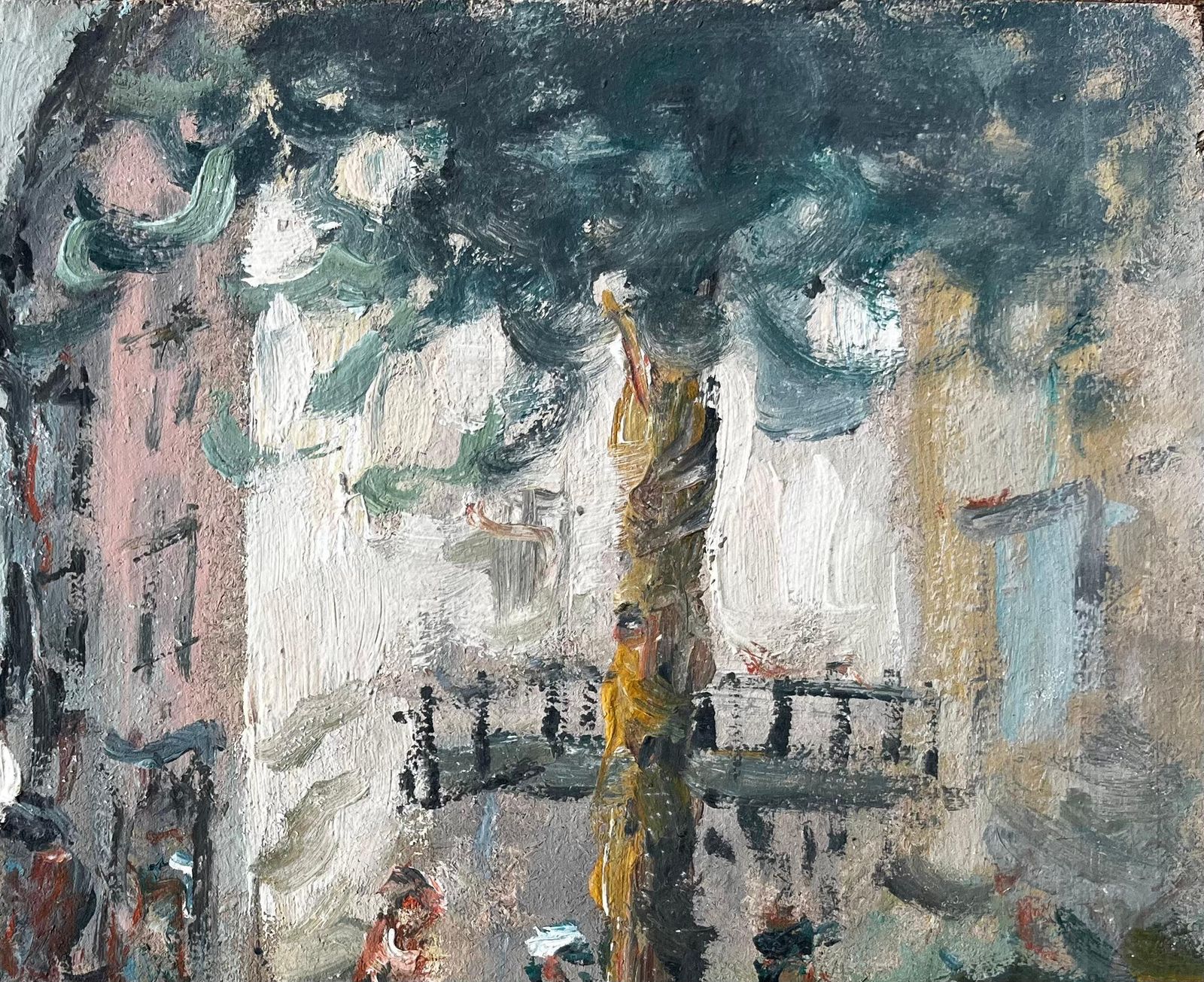 Fanch Lelfrench Village Square With Figures Playing Under Trees By Fanch Lel photo Art