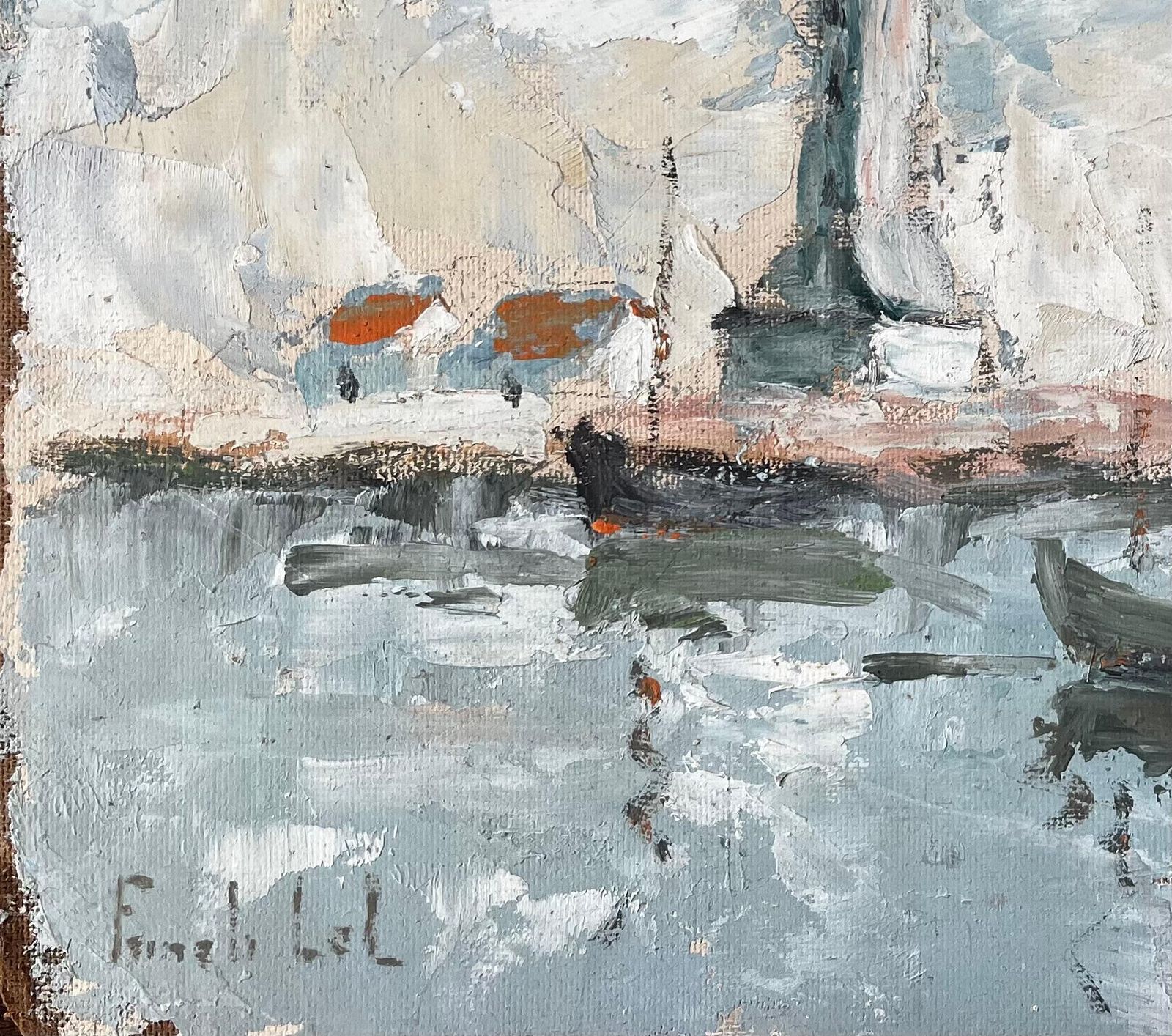 Fanch Lelfrench Coastal Lighthouse Scene With Boats Cottages And Sky Oil Painting photo Art