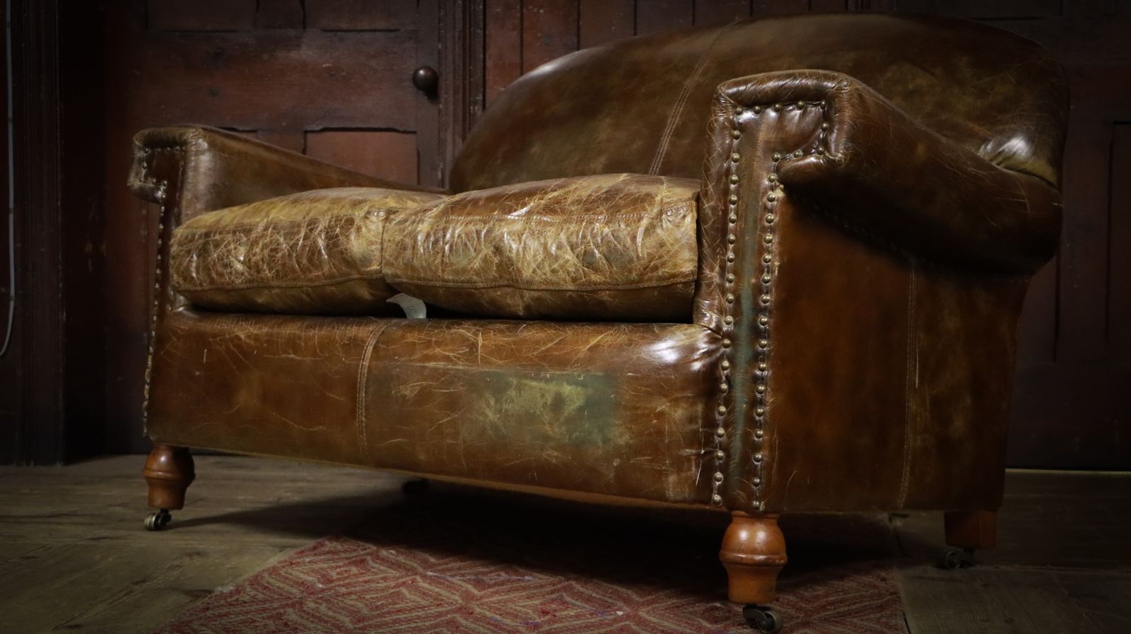 Truly Stunning Timothy Oulton Halo Leather Sofa Antique Whisky Tan Very Rare photo Furniture