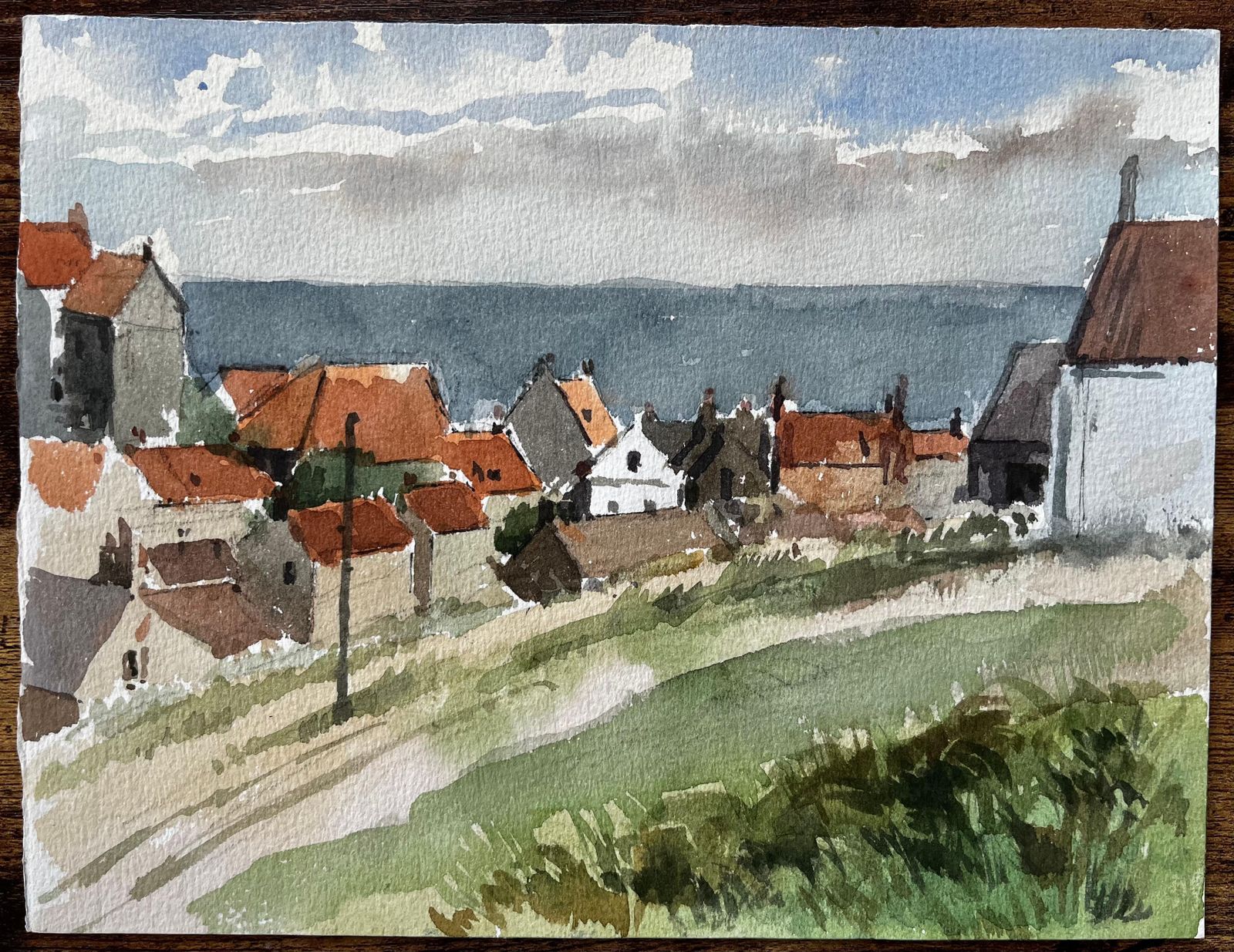 Anthony Herbertrobin Hoods Bay Rooftop View Looking Out To Sea Yorkshire Coast 19831983 photo furniture