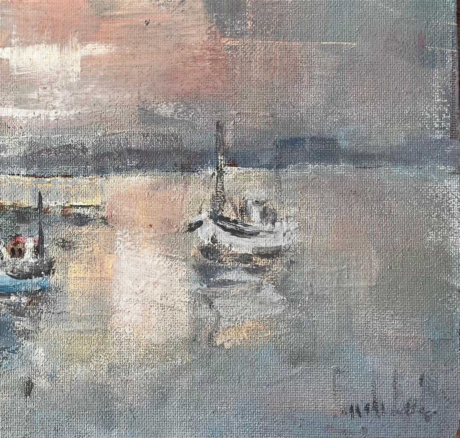 Fanch Lelfrench Harbour Sunset Boats Piriac Oil Painting By Fanch Lel Coastal Seascape photo Art