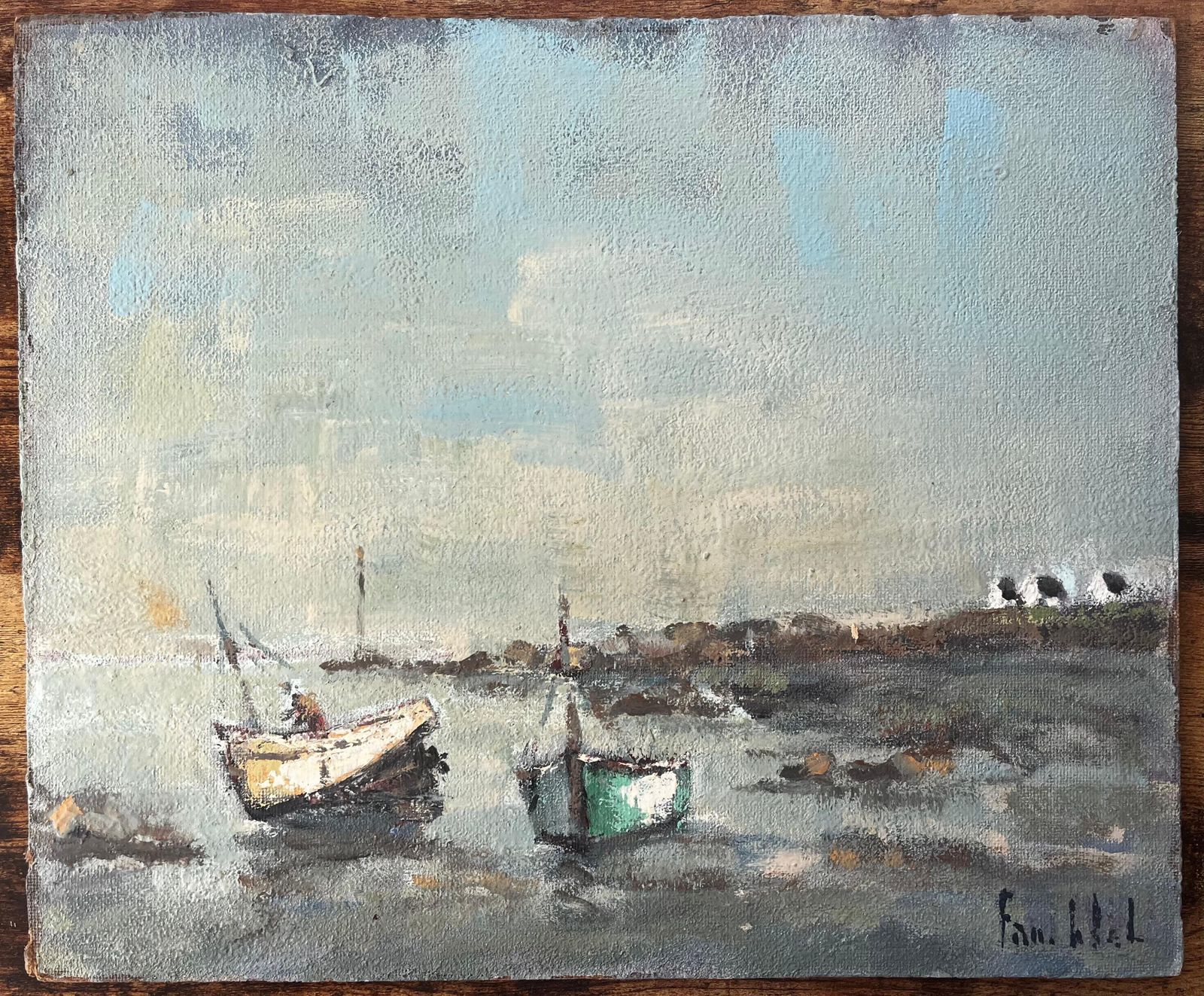 Fanch Lelfrench Coastal Scene With Boats At Low Tide In St Servan Brittany photo furniture