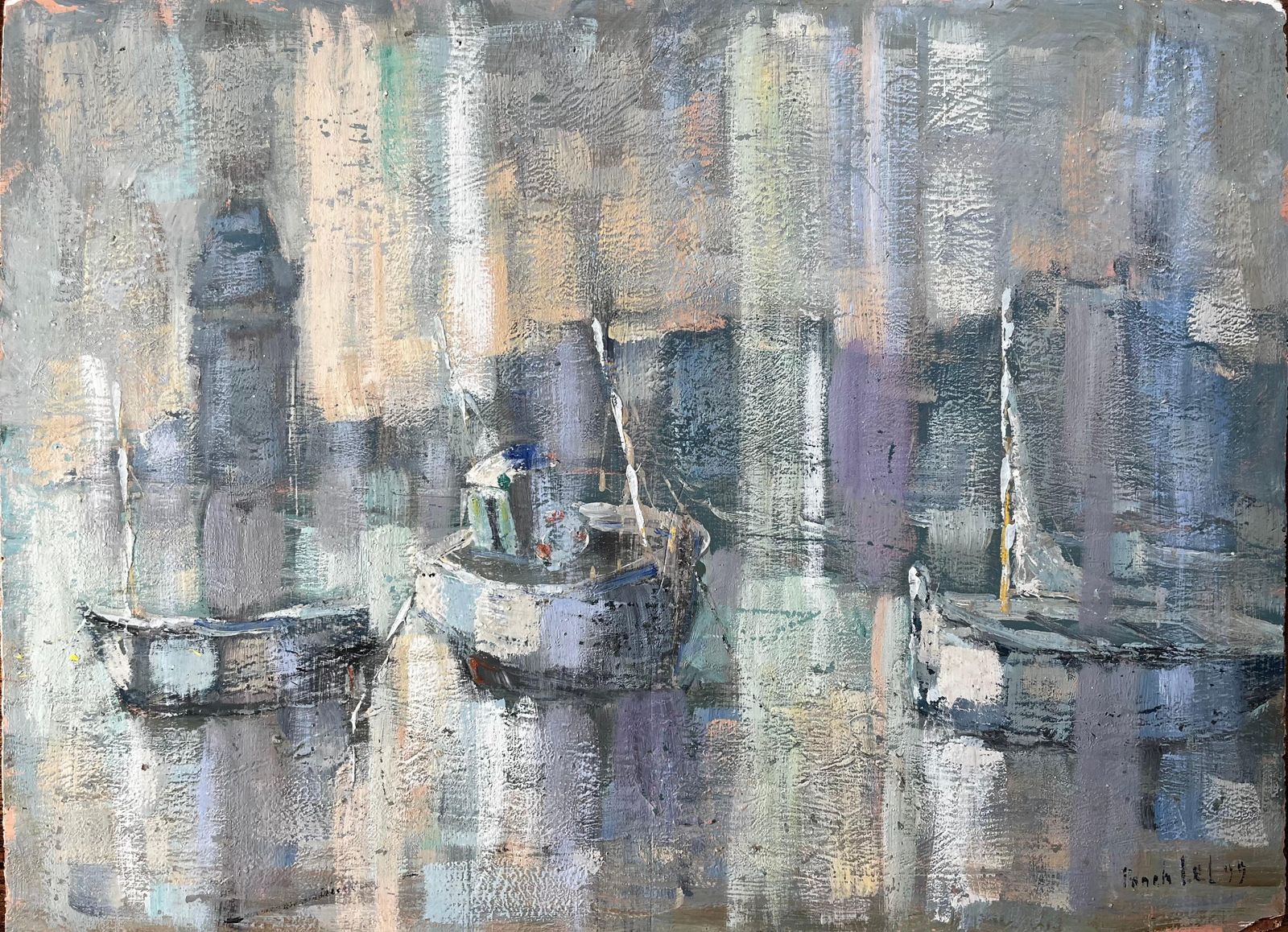 Fanch Lelfishing Boats In Saint Servan Harbour With Lighthouse By Fanch Lel 19991999