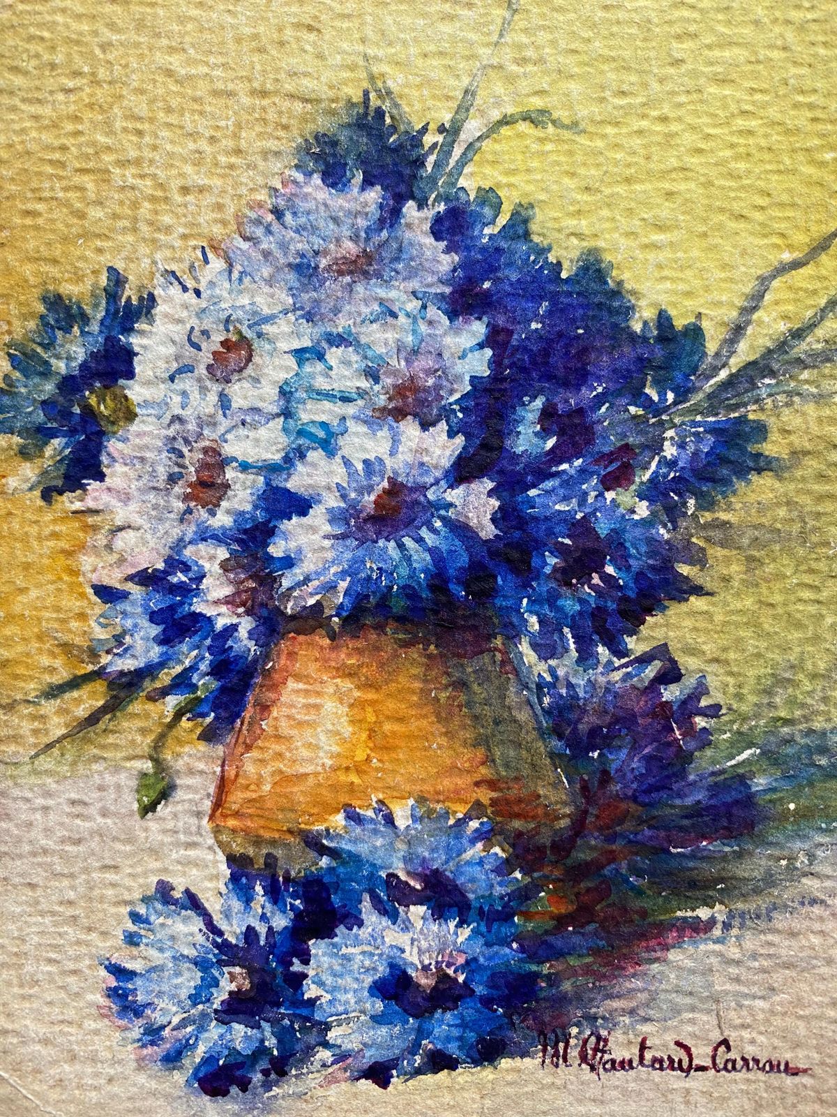 Unknownearly 1900's French Impressionist Signed Flower Watercolours Marie Carreaucirca 1900s photo furniture