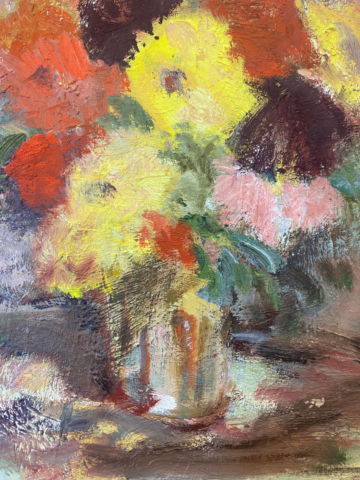 Unknown20th Century German Modernist Oil Painting, Vibrant Flowers In Vasecirca 1940s photo 356.0