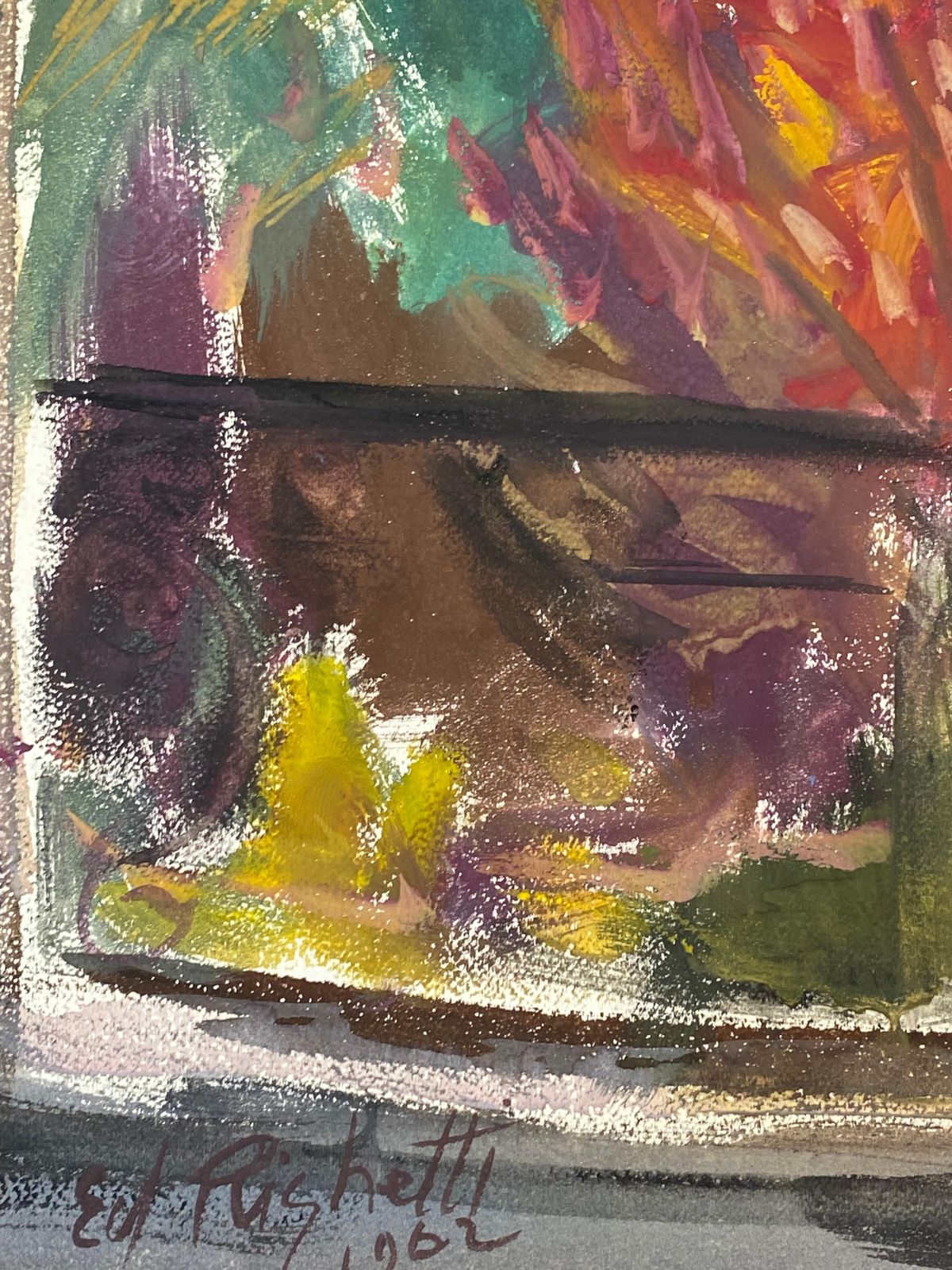 Unknownmid Century French Post Impressionist Painting, Sunrise Through Window1950 photo 427.0