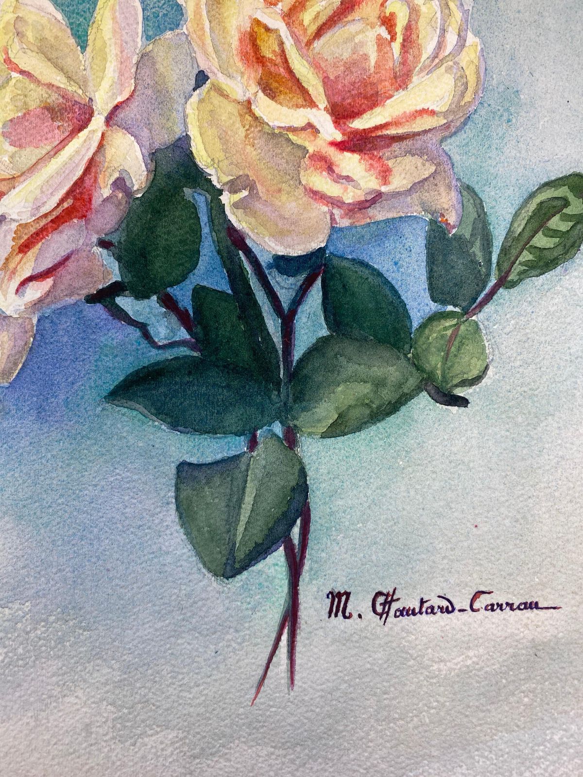Unknownearly 1900's French Impressionist Signed Flower Watercolour By Marie Carreaucirca 1900s photo Art