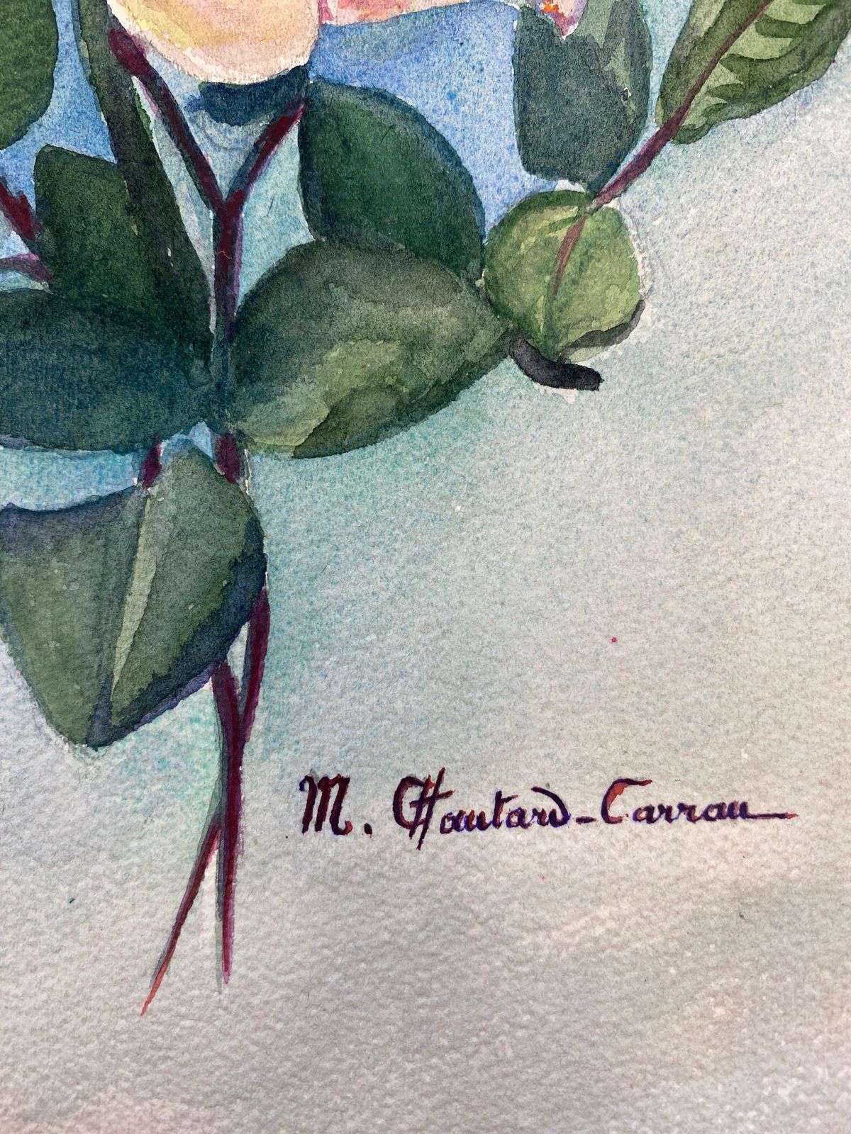 Unknownearly 1900's French Impressionist Signed Flower Watercolour By Marie Carreaucirca 1900s photo buy