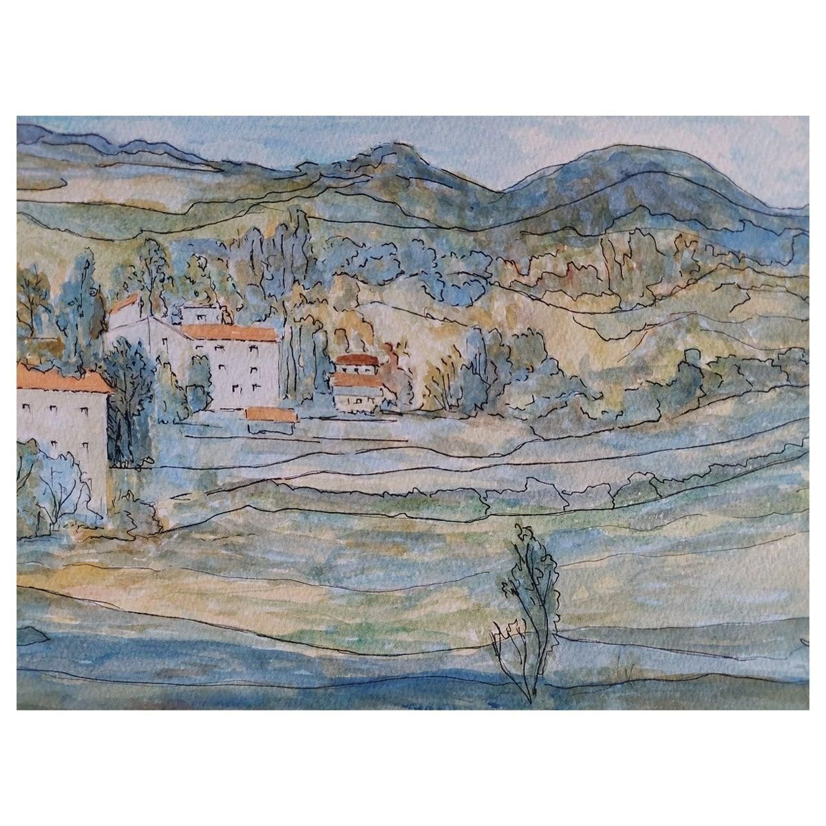 Bernard Labbe20th Century French Modernist Cubist Painting, French Fields20th Century
