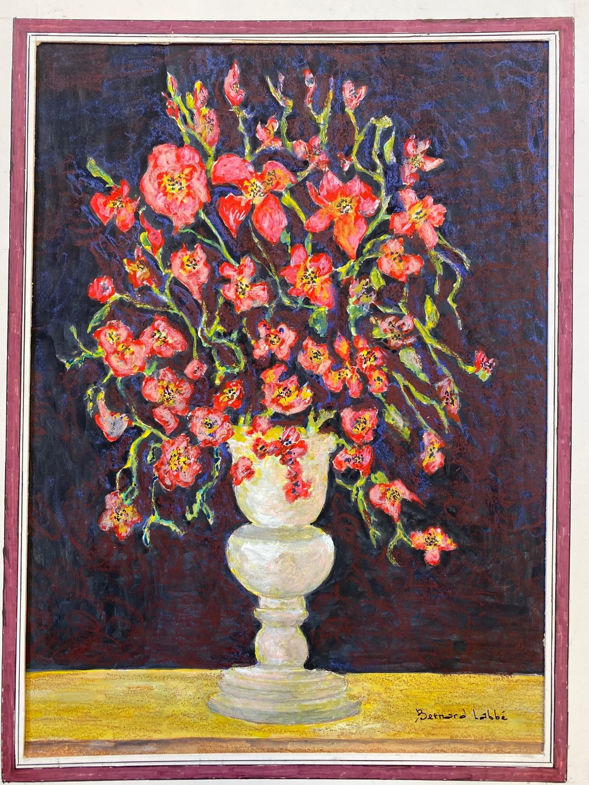 Unknown1950's French Modernist/ Cubist Signed Painting, Beautiful Flowers In Vase1950 photo for sale
