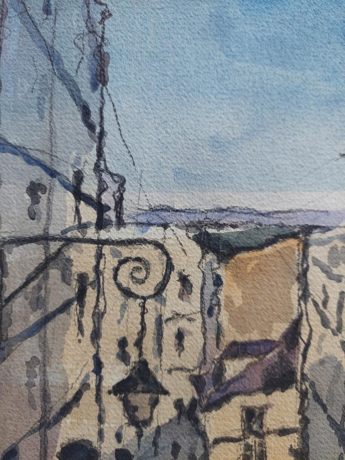 Unknownfrench Modernist Cubist Painting Steps Into The Town21st Century photo 254.0