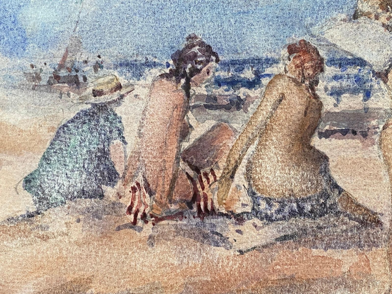 Unknownmaurice Mazeilie French Impressionist Watercolour   Girls Beach Day20th Century photo Art