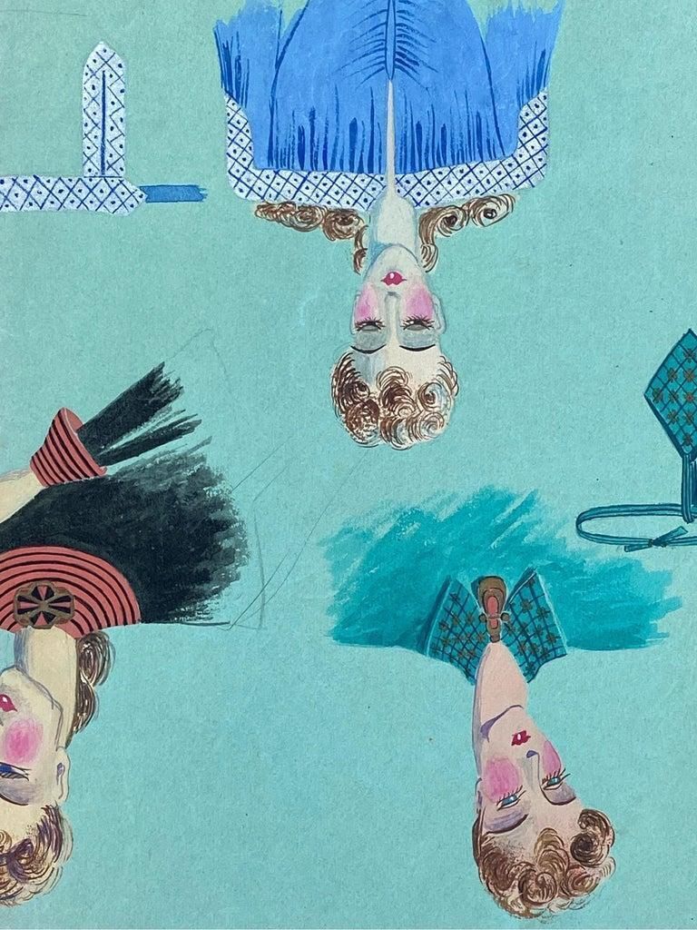Unknown1940's French Fashion Illustration, Elegant Three Women Face Portraitscirca 1940s photo vinterior