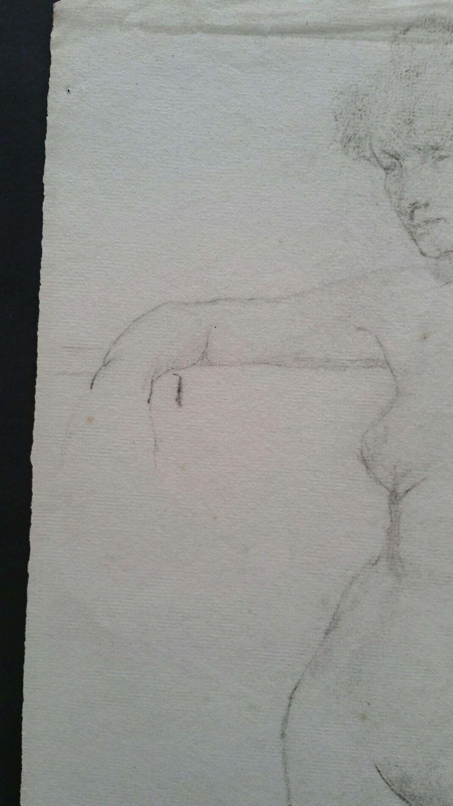 Unknownenglish Graphite Portrait Sketch Of Female Nude, Standing Facingcirca 1880 1905 photo for sale